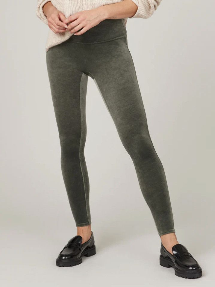 Spanx Spanx 2070 Velour Velvet Leggings Dark Palm ( M ) Size 28" / US 6 / IT 42 - 1 Thumbnail