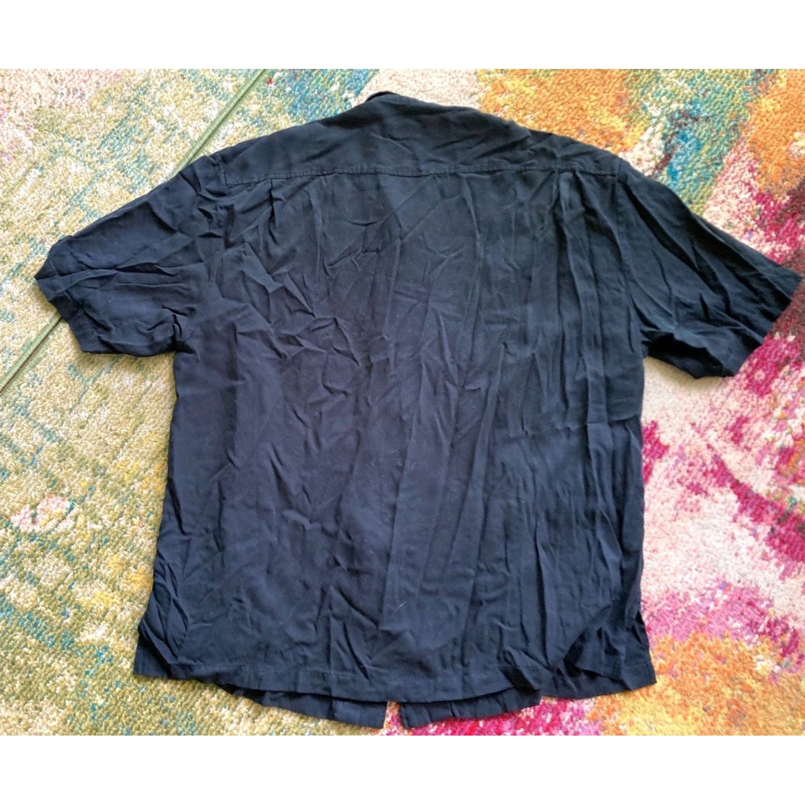 Nat Nast Nat Nast Shirt Mens XL Black Silk Button-Up Collared Short Sleeve Embroidered Limited Edition Size US XL / EU 56 / 4 - 7 Thumbnail