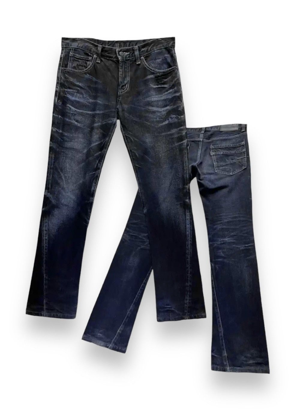 image of Archival Clothing x Avant Garde Fyetornado Mart Japan Punk Bluish Whiskered Slim Fit Denim in Black