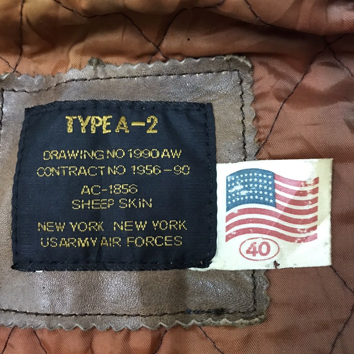 Vintage 90s Type A-2 UsArmy AirForce Bomber Leather Jacket