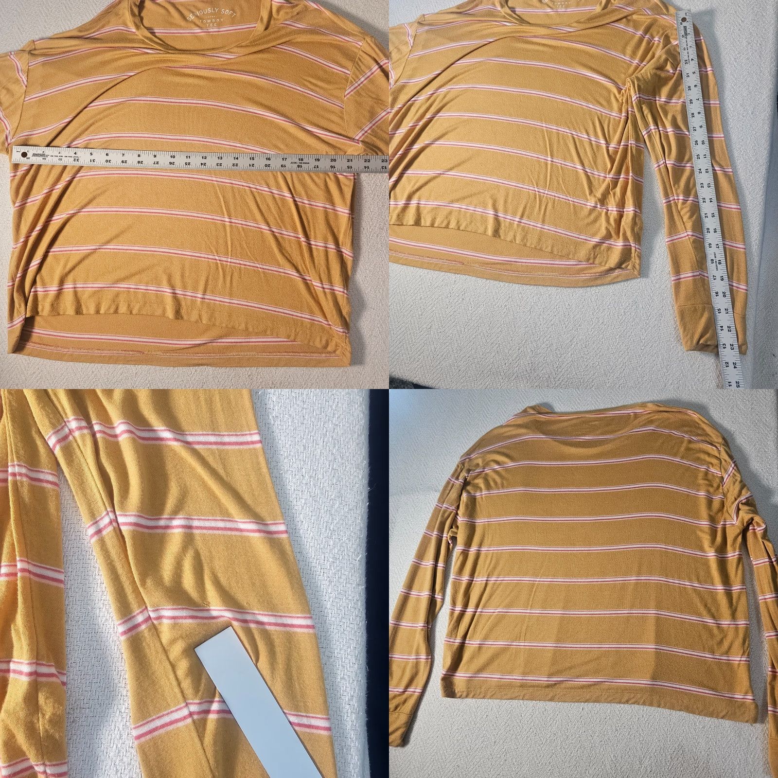 Vintage VINTAGE Aero Tee Shirt Women XL Yellow Striped Seriously Soft Tomboy Long Sleeve Stretch Shirt Size XL / US 12-14 / IT 48-50 - 8 Thumbnail