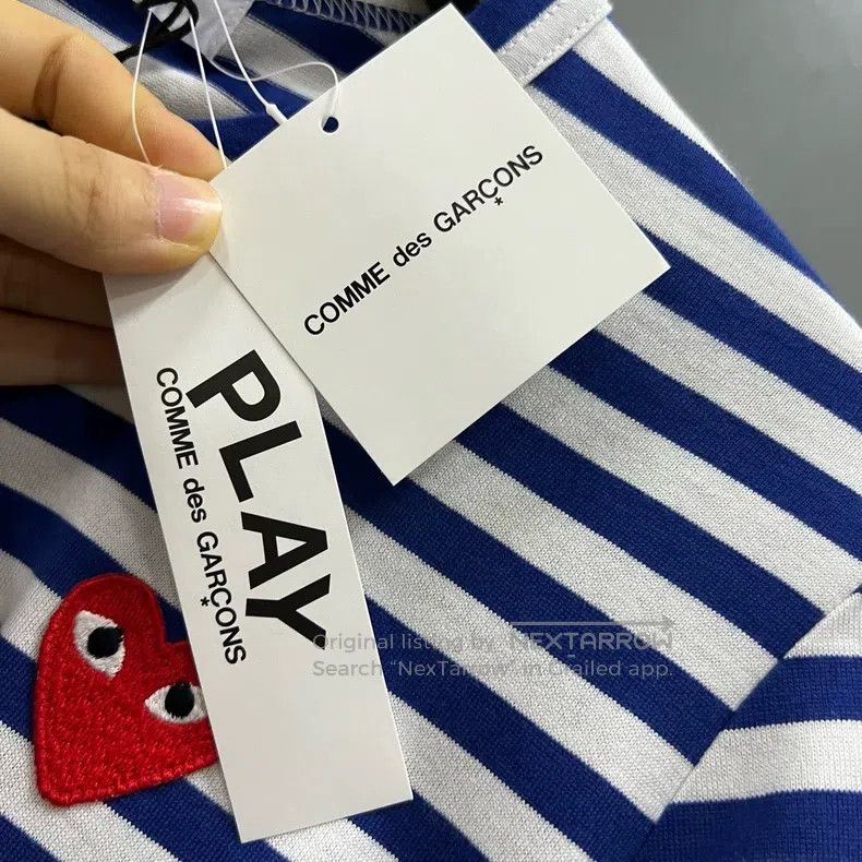Comme des Garcons Comme Des Garcons Blue and white striped love embroidery l Size M / US 6-8 / IT 42-44 - 5 Thumbnail