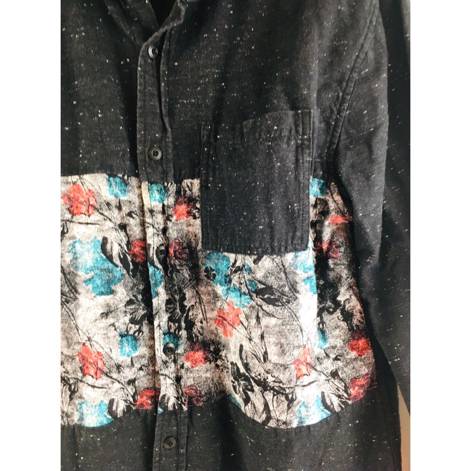 Vintage On The Byas Shirt Mens Large Black Long Sleeve Floral Print Button Up Size US L / EU 52-54 / 3 - 4 Thumbnail