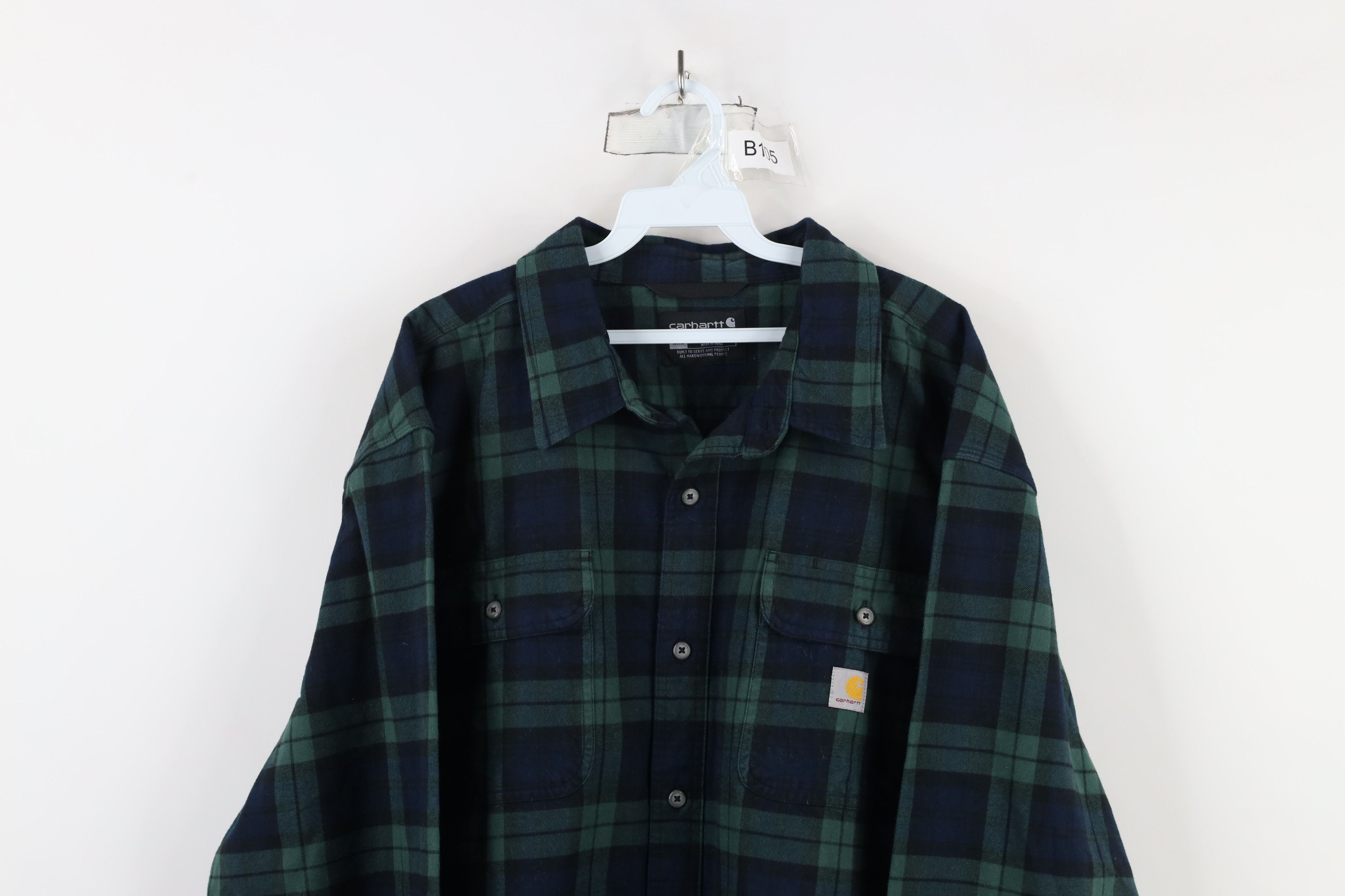 Carhartt × Vintage Vintage Carhartt Loose Fit Flannel Button Shirt Jacket Plaid Size US XXL / EU 58 / 5 - 2 Thumbnail