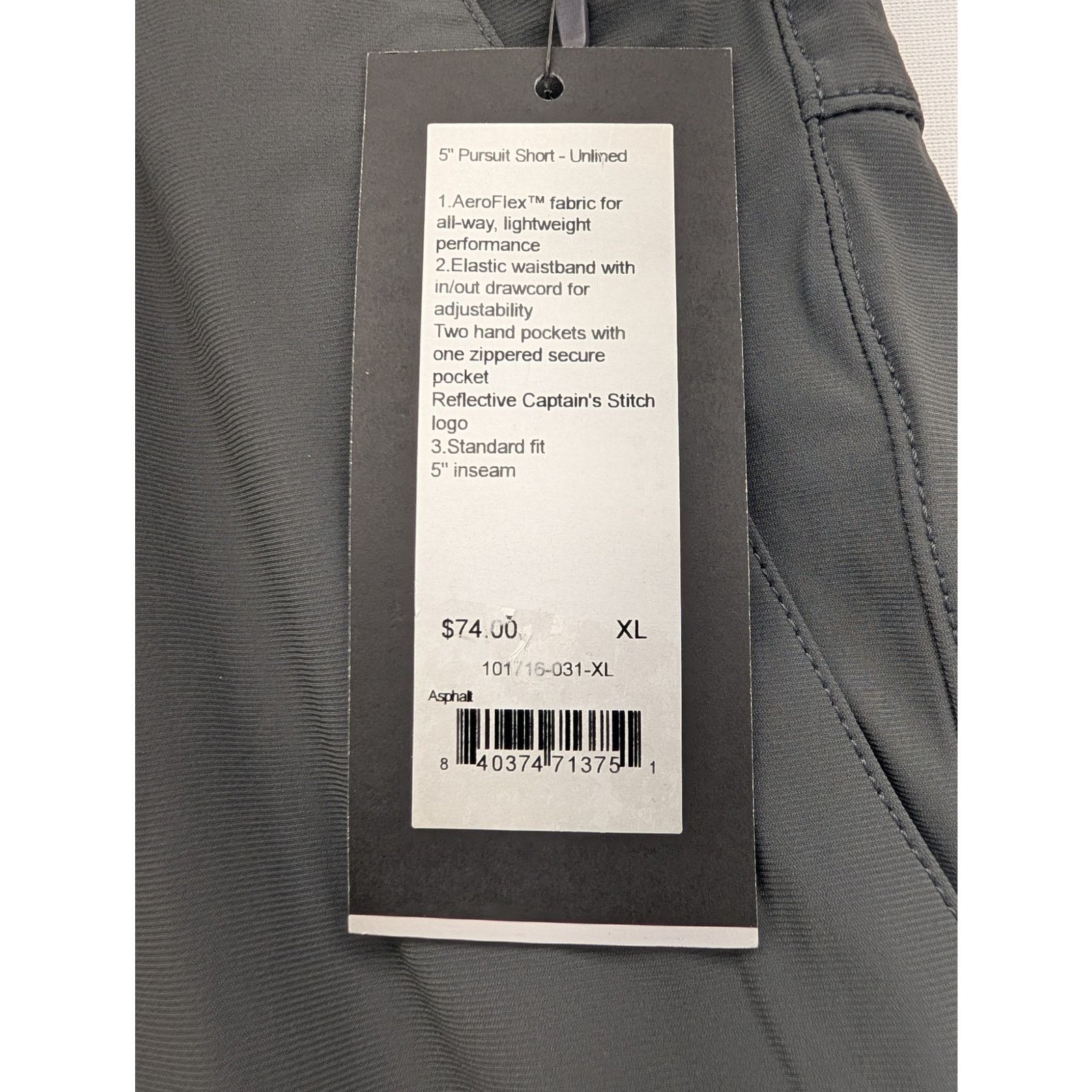 Rhone NWT Rhone %" Pursuit Short UnLined in Asphalt size XL Size US 37 - 4 Thumbnail