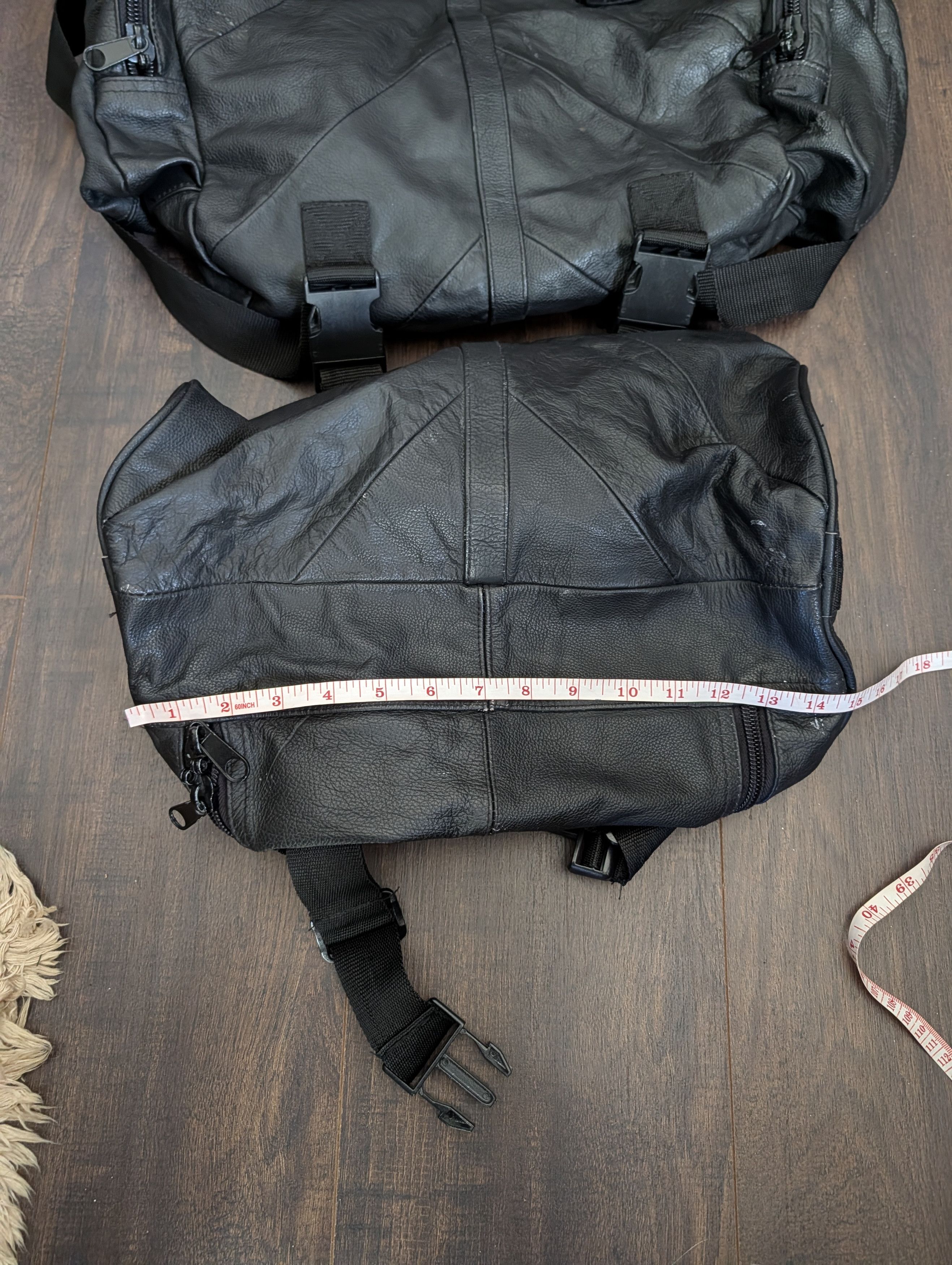 Vintage VTG leather 2-piece black biker cargo backpack Size ONE SIZE - 16 Thumbnail
