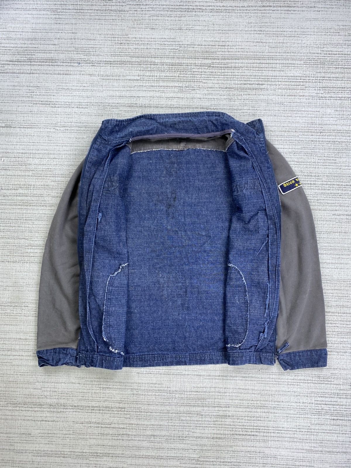 Japanese Brand × Vintage Vintage Stone Japan Brand Half Denim Patches Zipper Jacket Size US M / EU 48-50 / 2 - 6 Thumbnail
