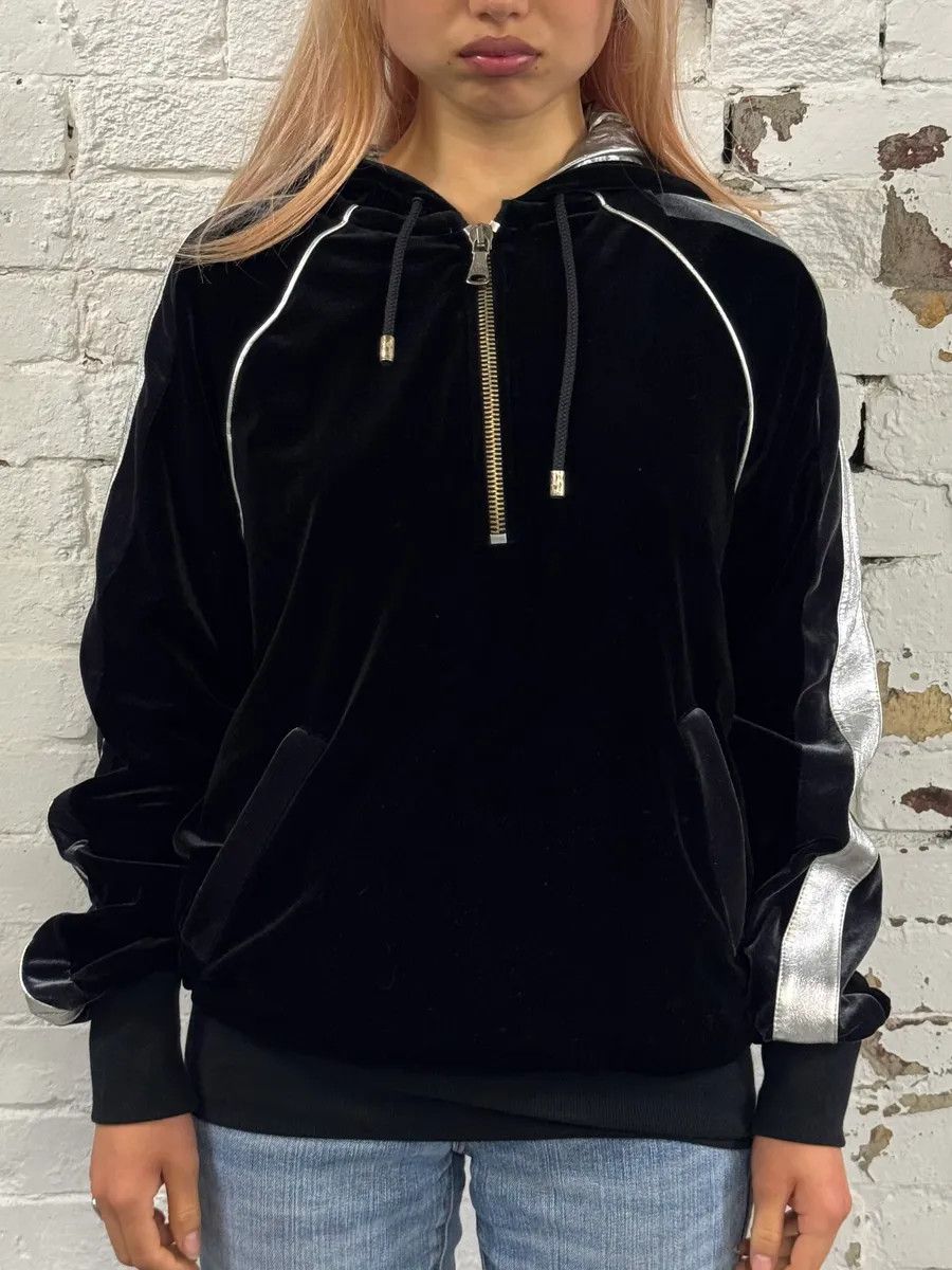 Dolce & Gabbana AW2007 Dolce & Gabbana Black Velvet Metallic Zip Hoodie Size S / US 4 / IT 40 - 4 Thumbnail