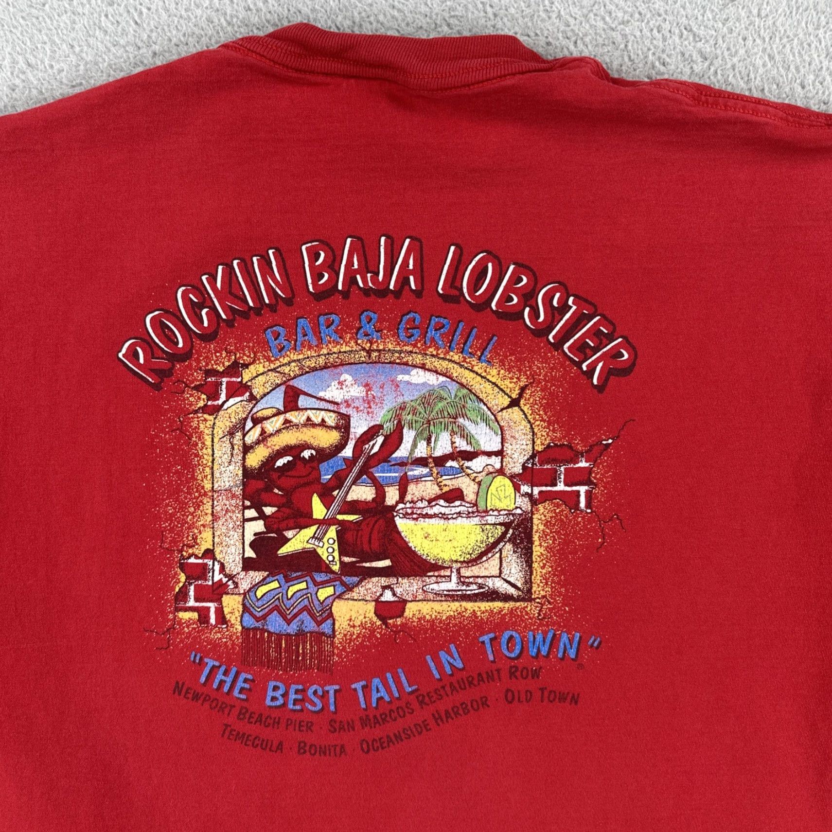 Jerzees VINTAGE Jerzees T-Shirt Red Large Distressed 90s California Rockin Baja Lobster Men’s Short Sleeve Crew Neck Shirt Size US L / EU 52-54 / 3 - 2 Thumbnail