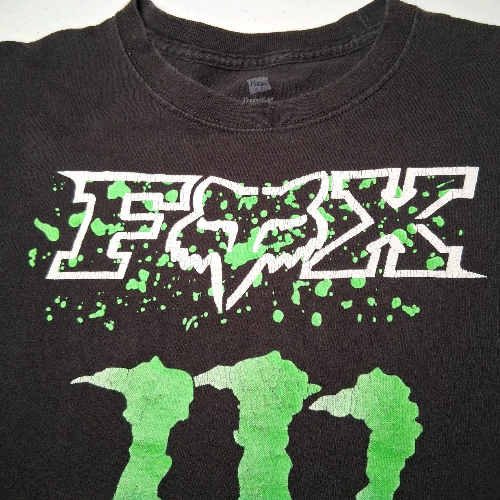Fox Racing Fox Monster Energy Shirt Men S Black Cotton Knit Crew Neck Short Sleeve Distressed Graphic Moto Race Motocross Collaboration Size US S / EU 44-46 / 1 - 7 Thumbnail