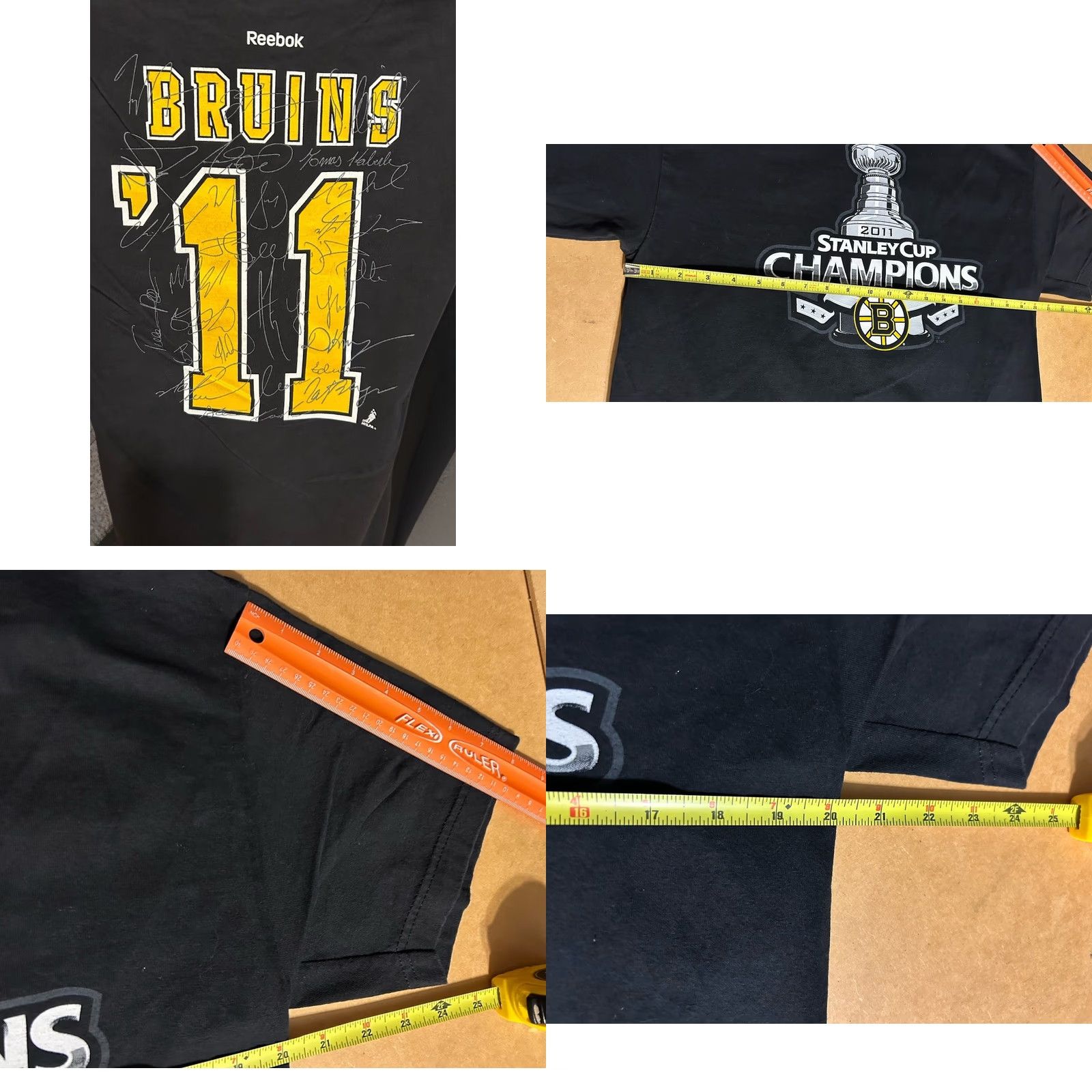 Reebok Reebok Boston Bruins T-Shirt Men Large Crew Neck Double-Sided Graphic Print Stanley Cup 2011 Champs Rebook Sports NHL Black Size US L / EU 52-54 / 3 - 9 Thumbnail