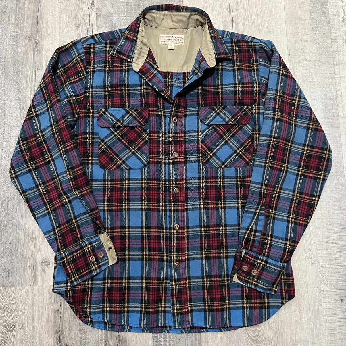 Arrow × Vintage VTG 70s/80s Pink/Blue Plaid Arrow Flannel Button Shirt Size US M / EU 48-50 / 2 - 1 Thumbnail