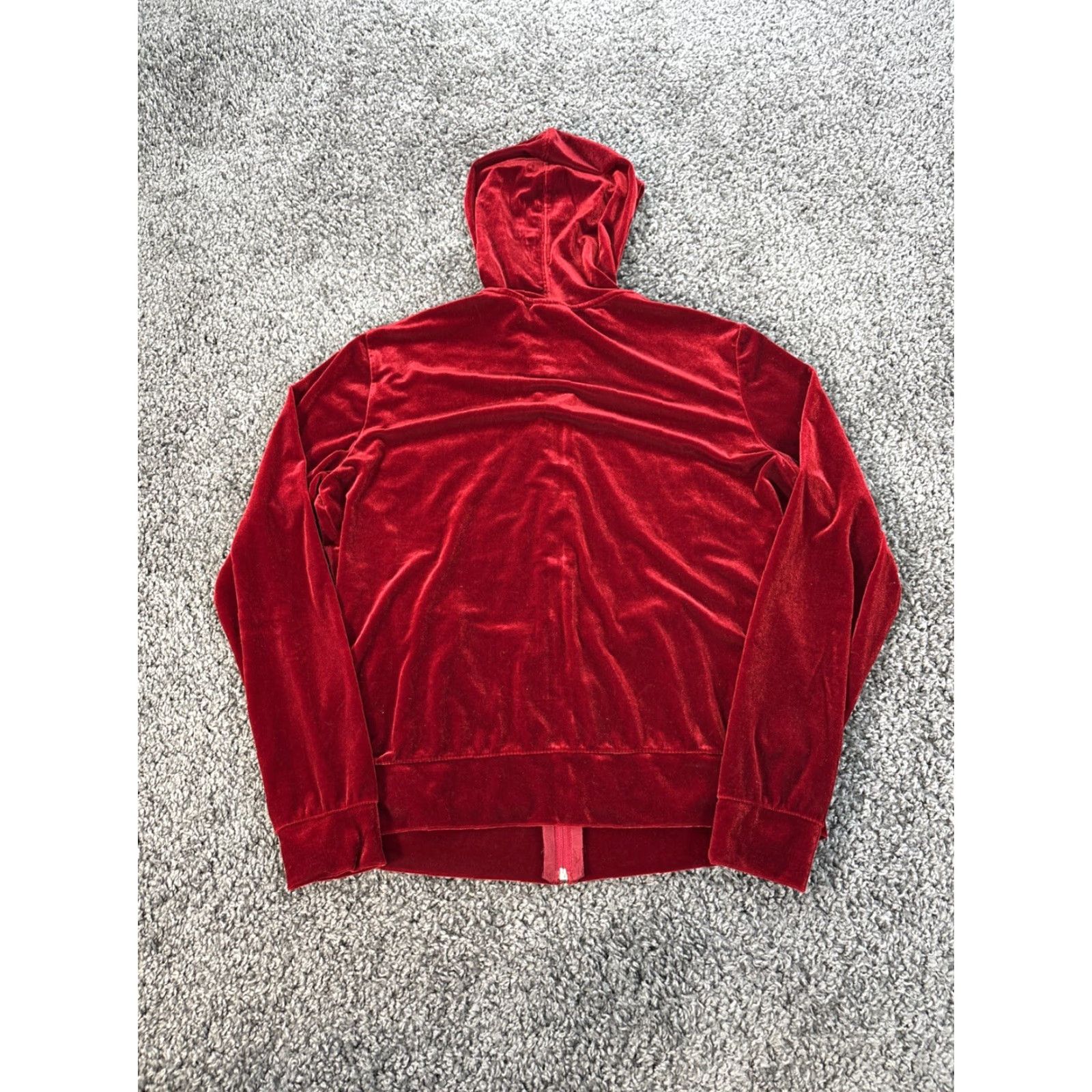 Velvet VINTAGE Velvet NY Jeans Hoodie Womens Medium Full Zip Velvet Cherry Red Velour 90s MD Womens Size M / US 6-8 / IT 42-44 - 5 Thumbnail