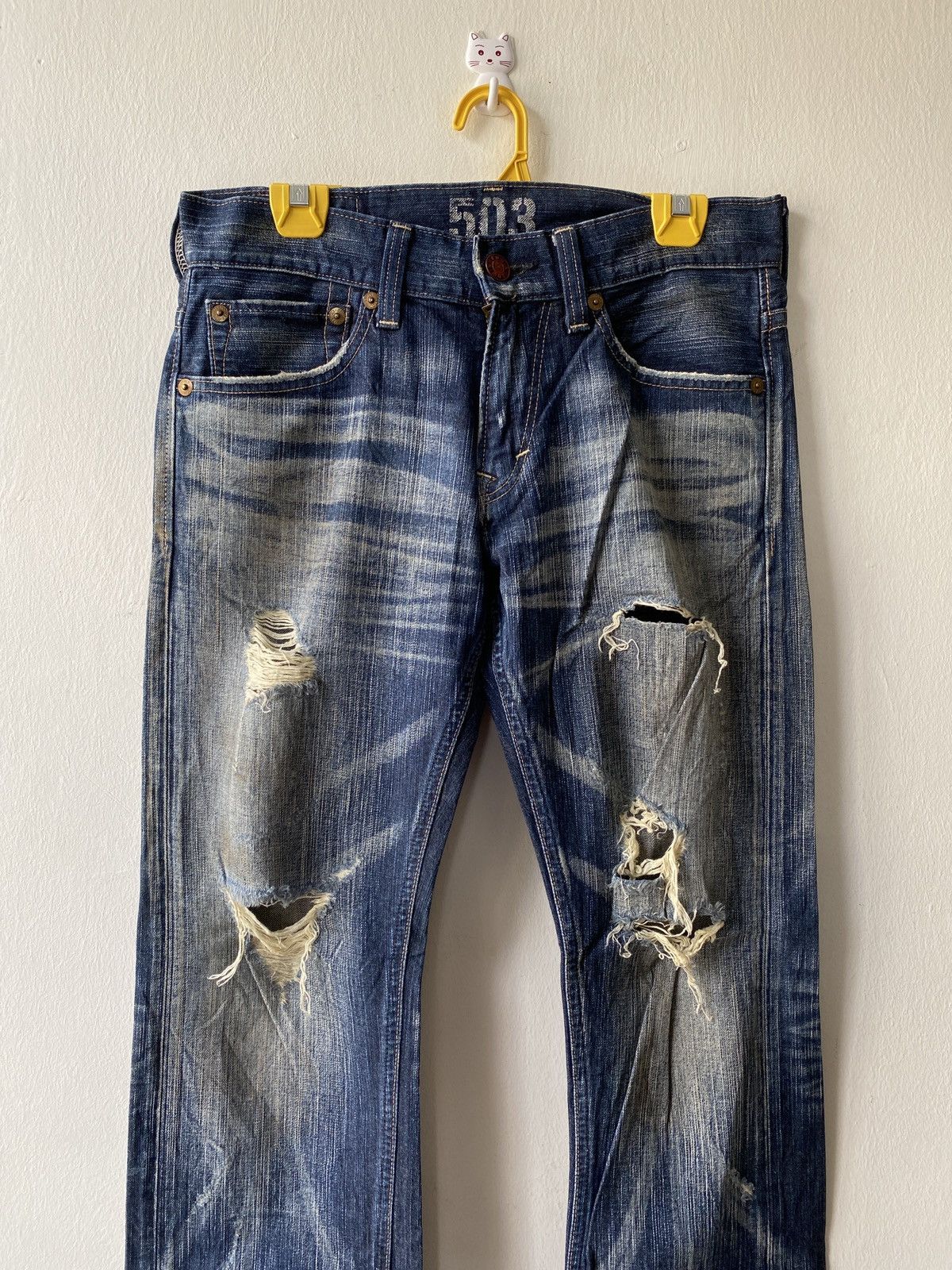 Edwin Japanese Brand Edwin 503 Blue Trip Distressed Denim Size US 31 - 4 Thumbnail