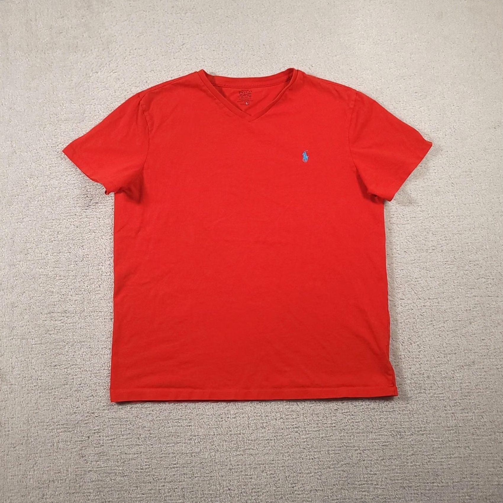 Polo Ralph Lauren Polo Ralph Lauren Shirt Mens Large Red V Neck Cotton T-Shirt Tee Pony Embroidered Blue Pocket? Size US L / EU 52-54 / 3 - 2 Thumbnail