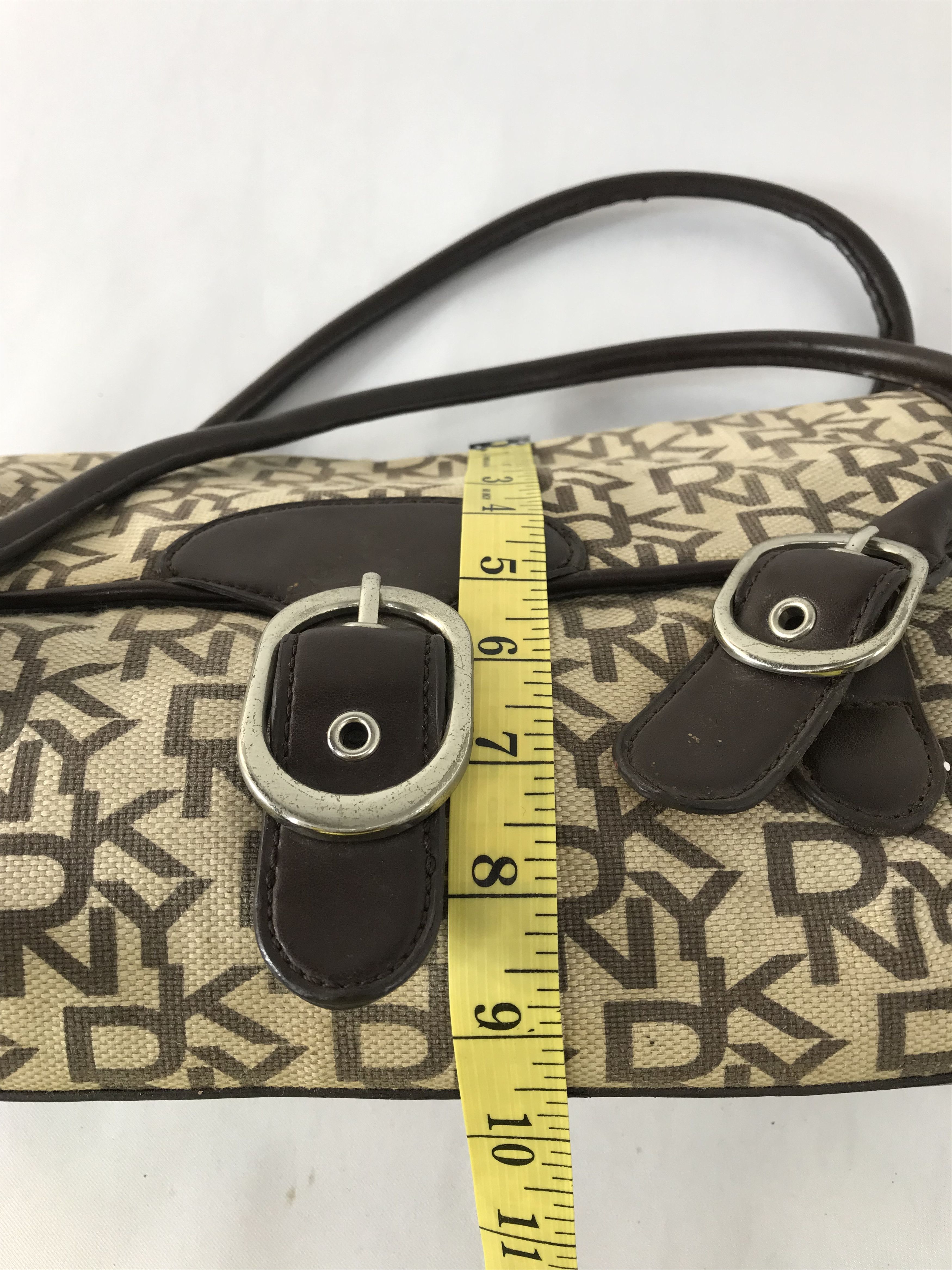 DKNY 90s DKNY Chocolate Brown Taupe Jacquard Hand Bag Size ONE SIZE - 9 Thumbnail