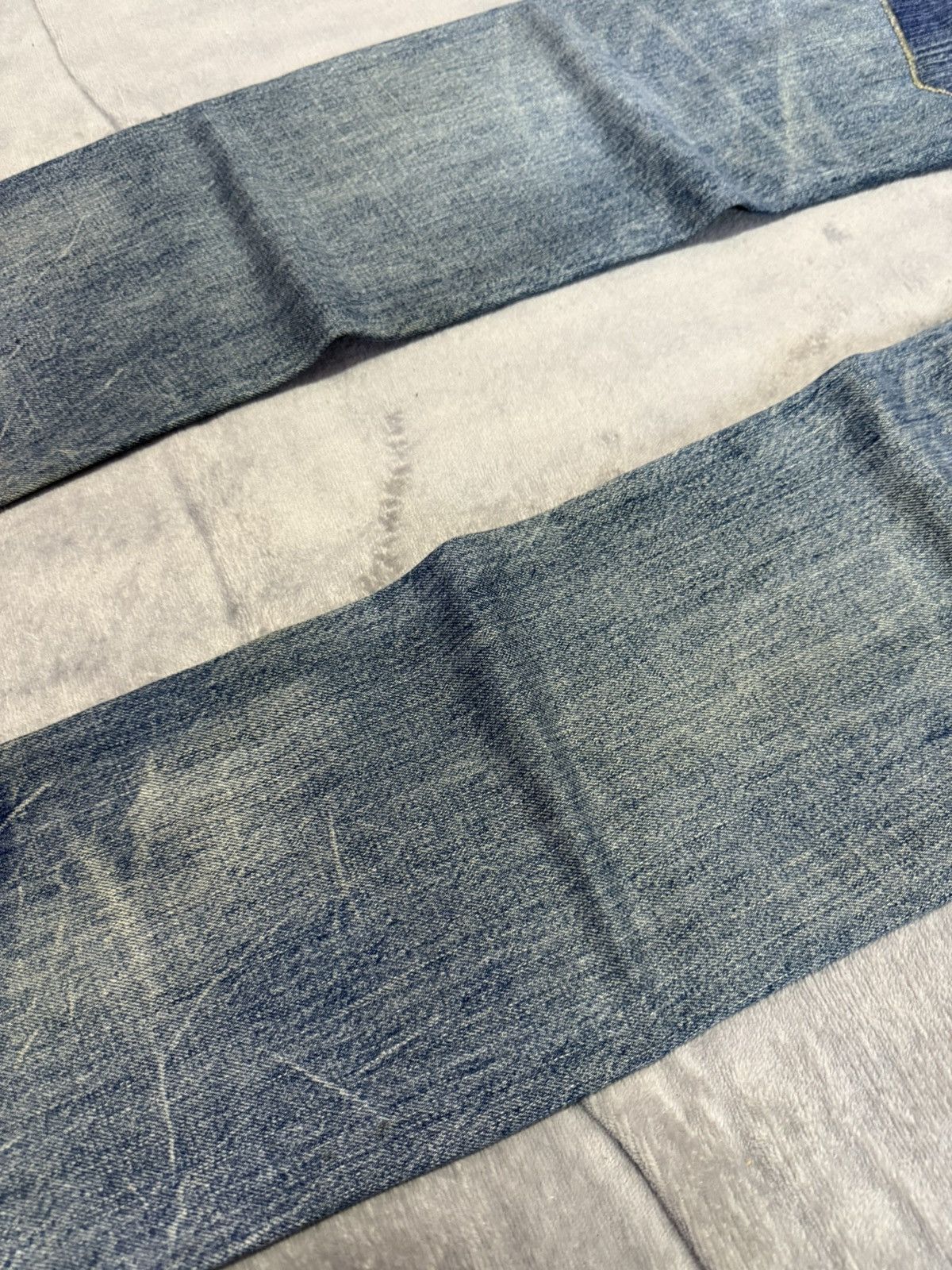 Japanese Brand × Le Grande Bleu (L.G.B.) Antgauge Japan Asymmetrical Pocket Double Waist Fade Jeans Size US 32 / EU 48 - 20 Thumbnail