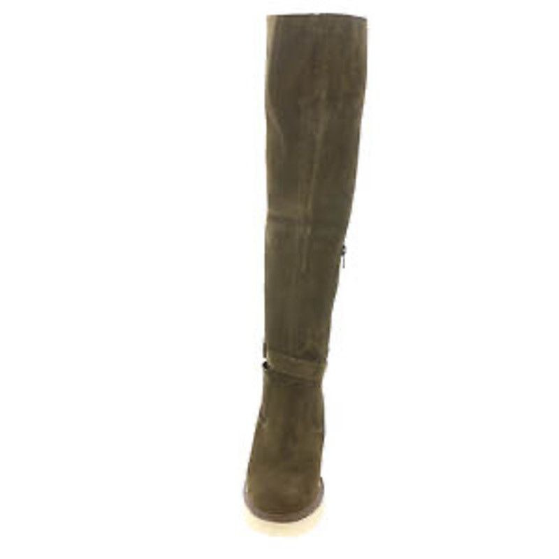 Free People Over The Knee High Rinsed Olive Green Buckle Detail Boot 6.5 Size US 6.5 / IT 36.5 - 3 Thumbnail