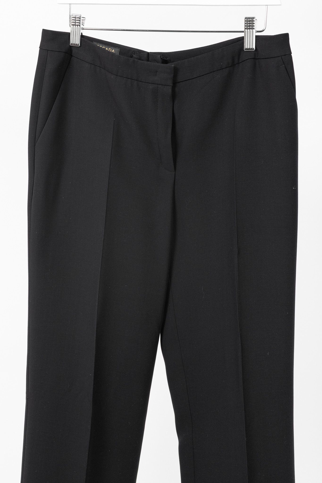 Escada Escada Tamineh Black Silk & Wool Crepe Straight-Leg Trousers Size 32" / US 10 / IT 46 - 3 Thumbnail
