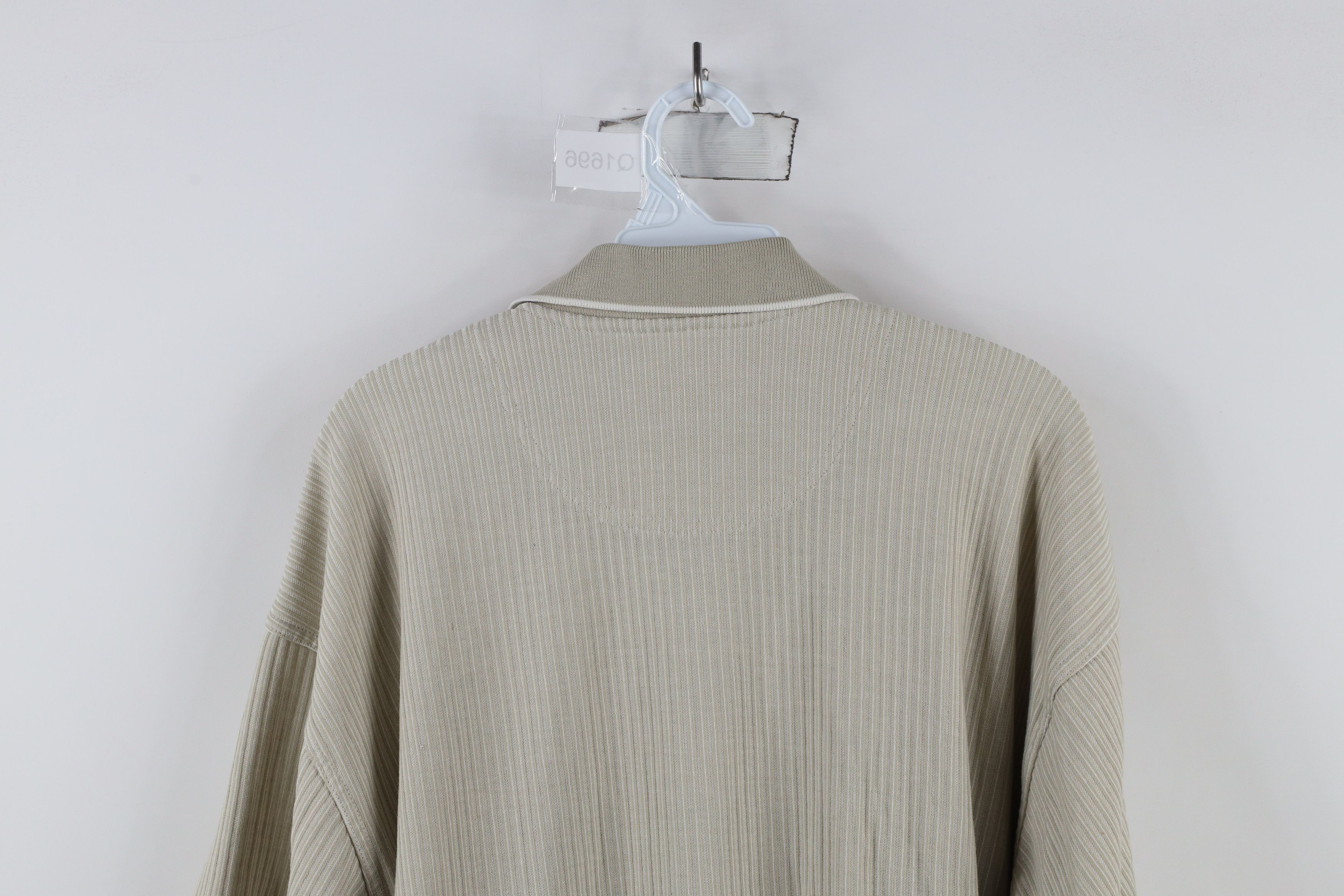 Vintage Vintage 90s Streetwear Ribbed Knit Pullover Polo Shirt Beige Size US L / EU 52-54 / 3 - 8 Thumbnail