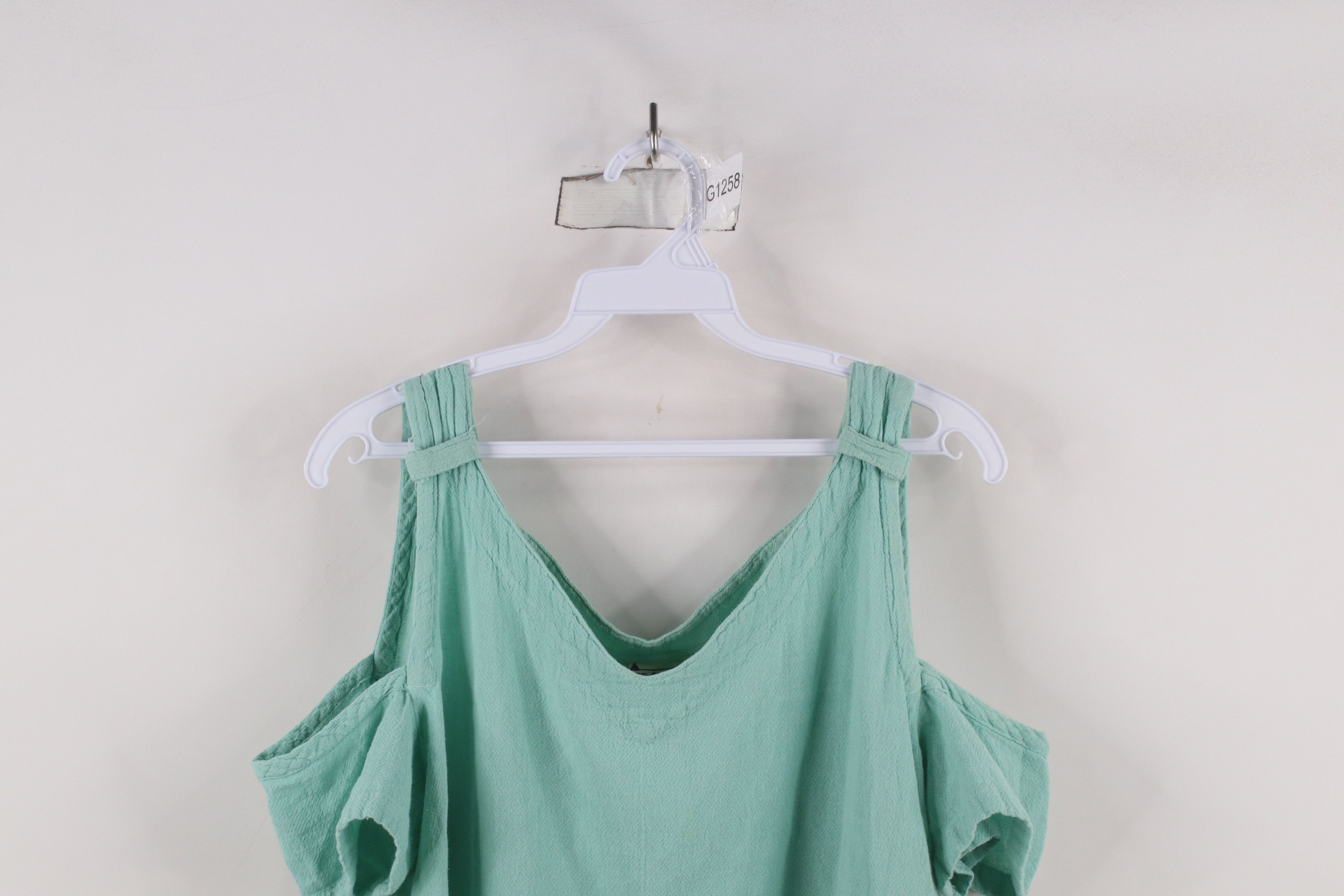 Vintage Vintage 90s Streetwear Gauzy Cotton Open Shoulder T-Shirt Size L / US 10 / IT 46 - 2 Thumbnail
