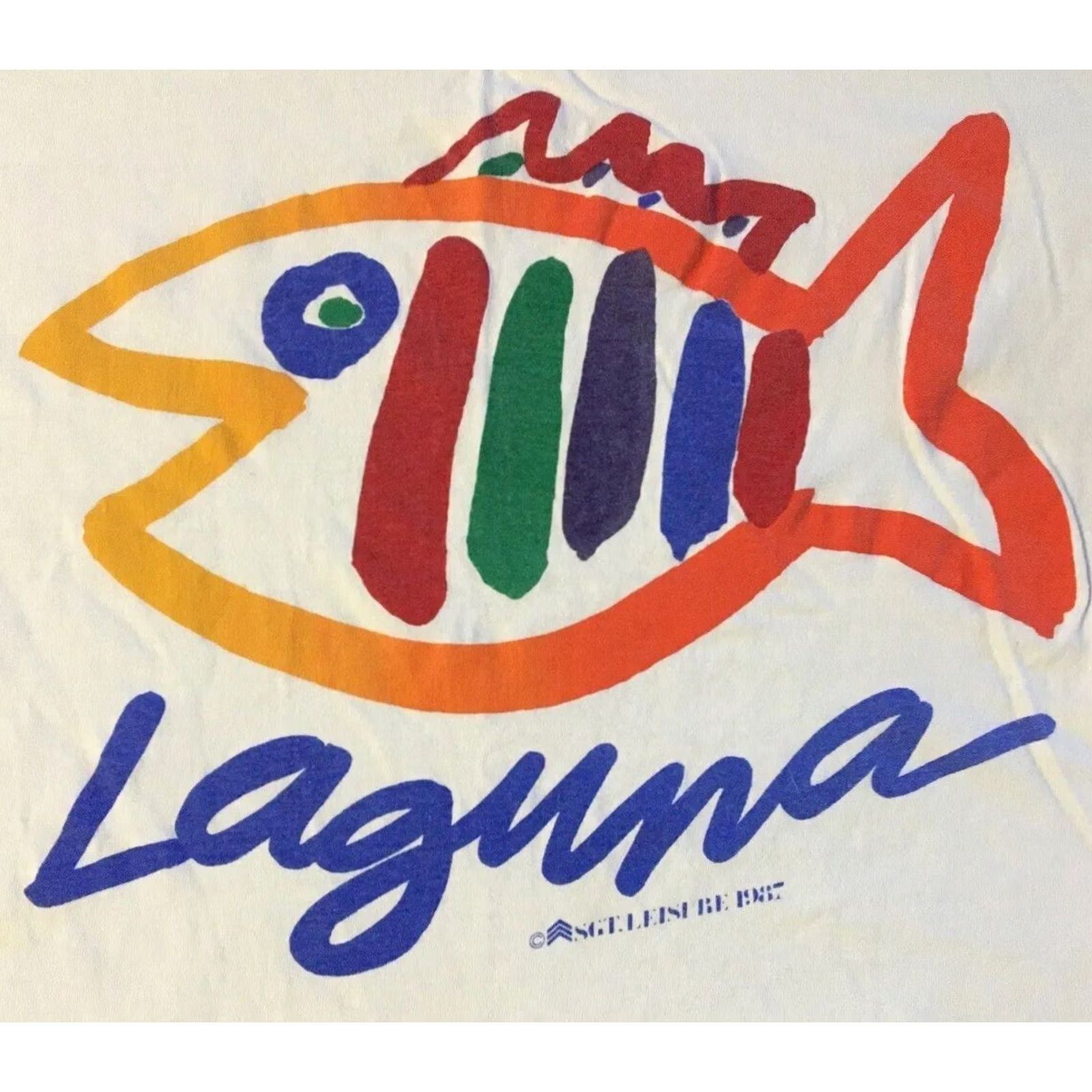 Vintage VINTAGE Laguna Abstract Fish Shirt M Mens White Graphic Tee 80s 90s Beach Surf Grunge Ocean Pacific USA Billabong Hang Ten Dogtown Quiksilver Ocean Size US M / EU 48-50 / 2 - 2 Thumbnail
