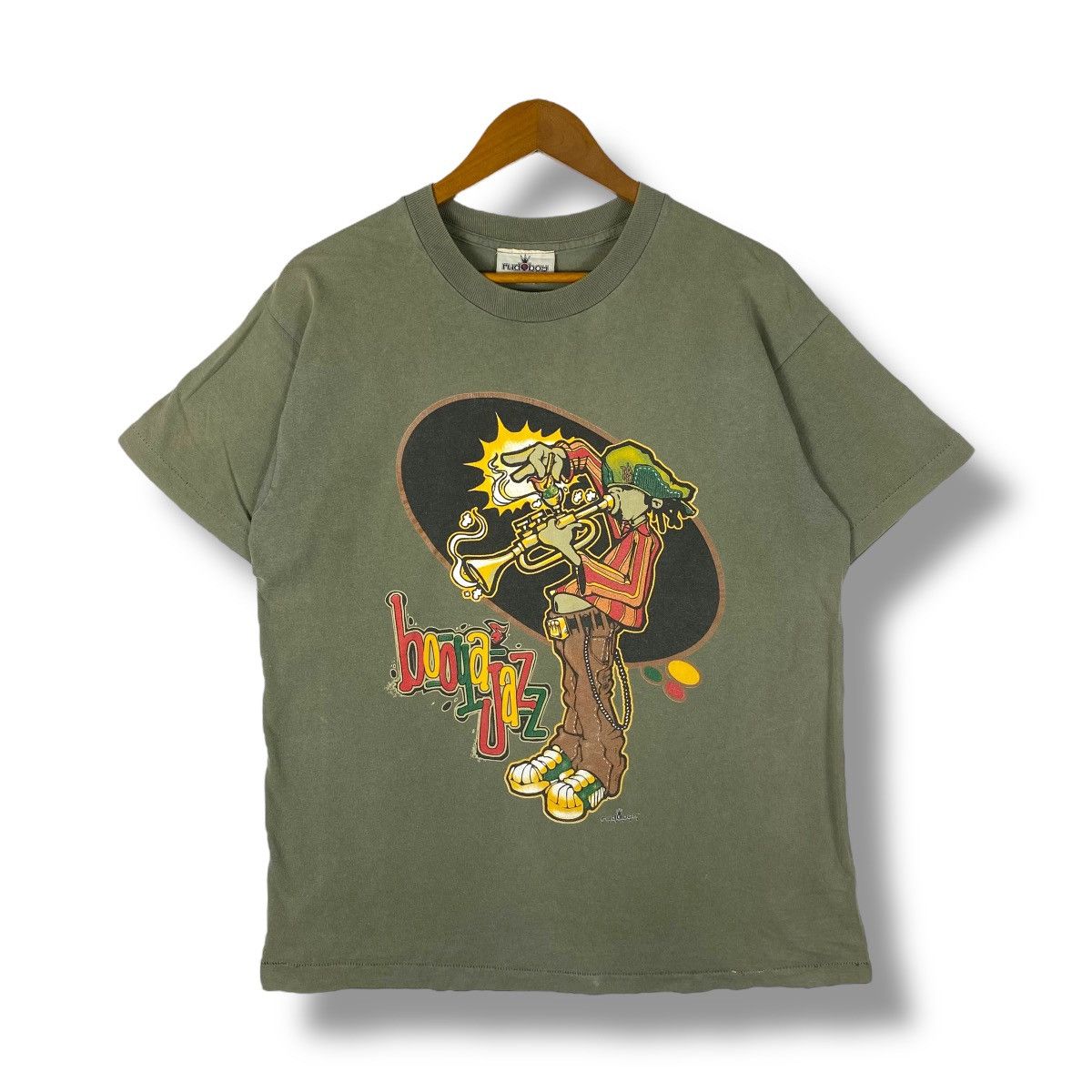 Vintage Vintage 90's RUDEBOY STYLEE Booya Jazz Sun Faded Tee Shirt Size US L / EU 52-54 / 3 - 1 Thumbnail