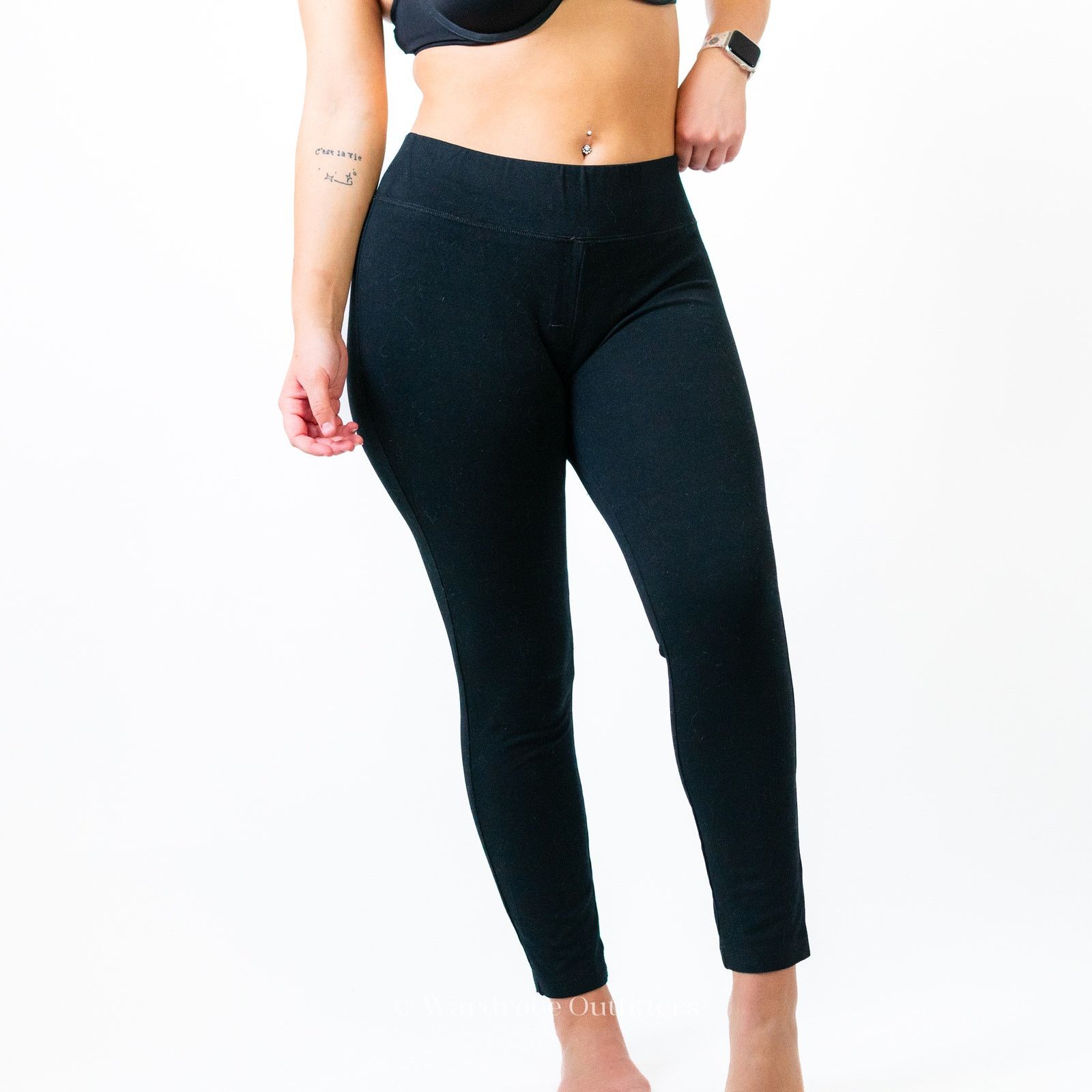 Designer Black Full Length Leggings Size 30" / US 8 / IT 44 - 1 Thumbnail