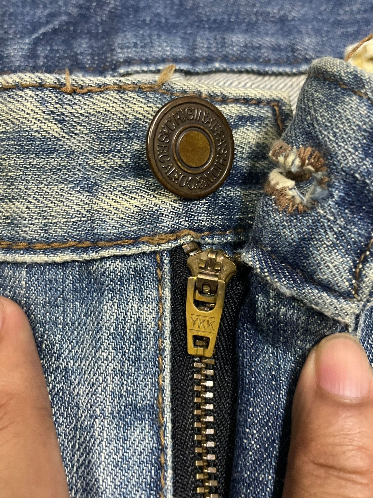 If Six Was Nine Vtg Japanese Distressed Wrinkle Texture MudWash Flared Jeans Size US 34 / EU 50 - 9 Thumbnail