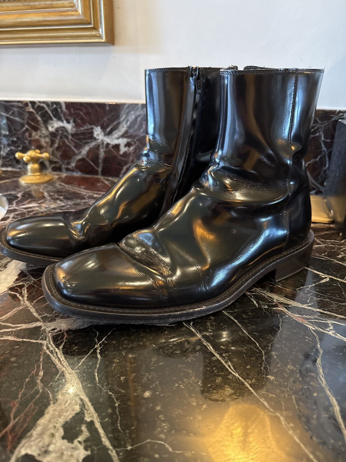 Balenciaga BALENCIAGA SANTIAGOS SS19 SQUARE TOE LEATHER BOOTS Size US 9.5 / EU 42-43 - 1 Thumbnail