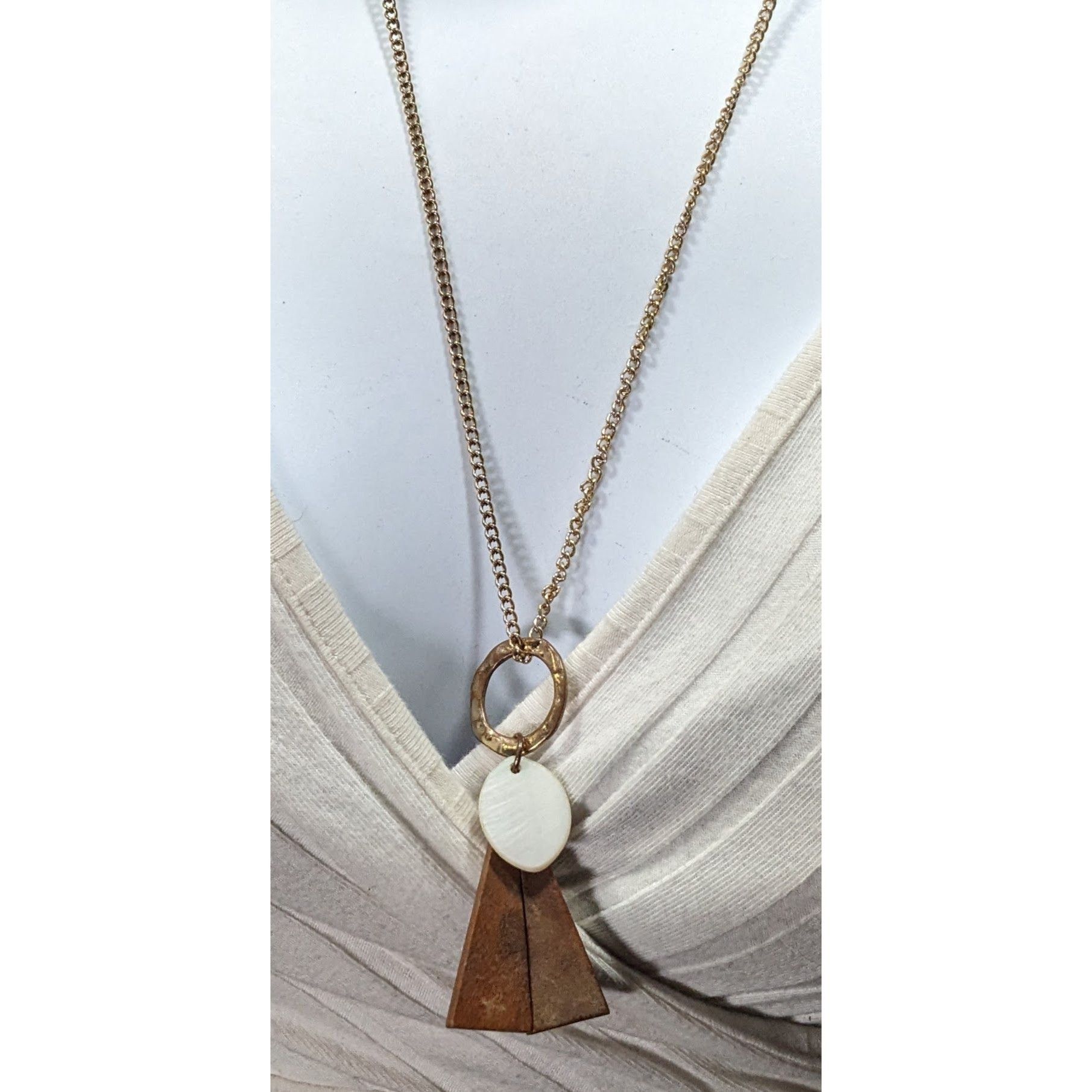 Other Geometric Abstract Wood And Shell Pendant Necklace Size ONE SIZE - 4 Thumbnail