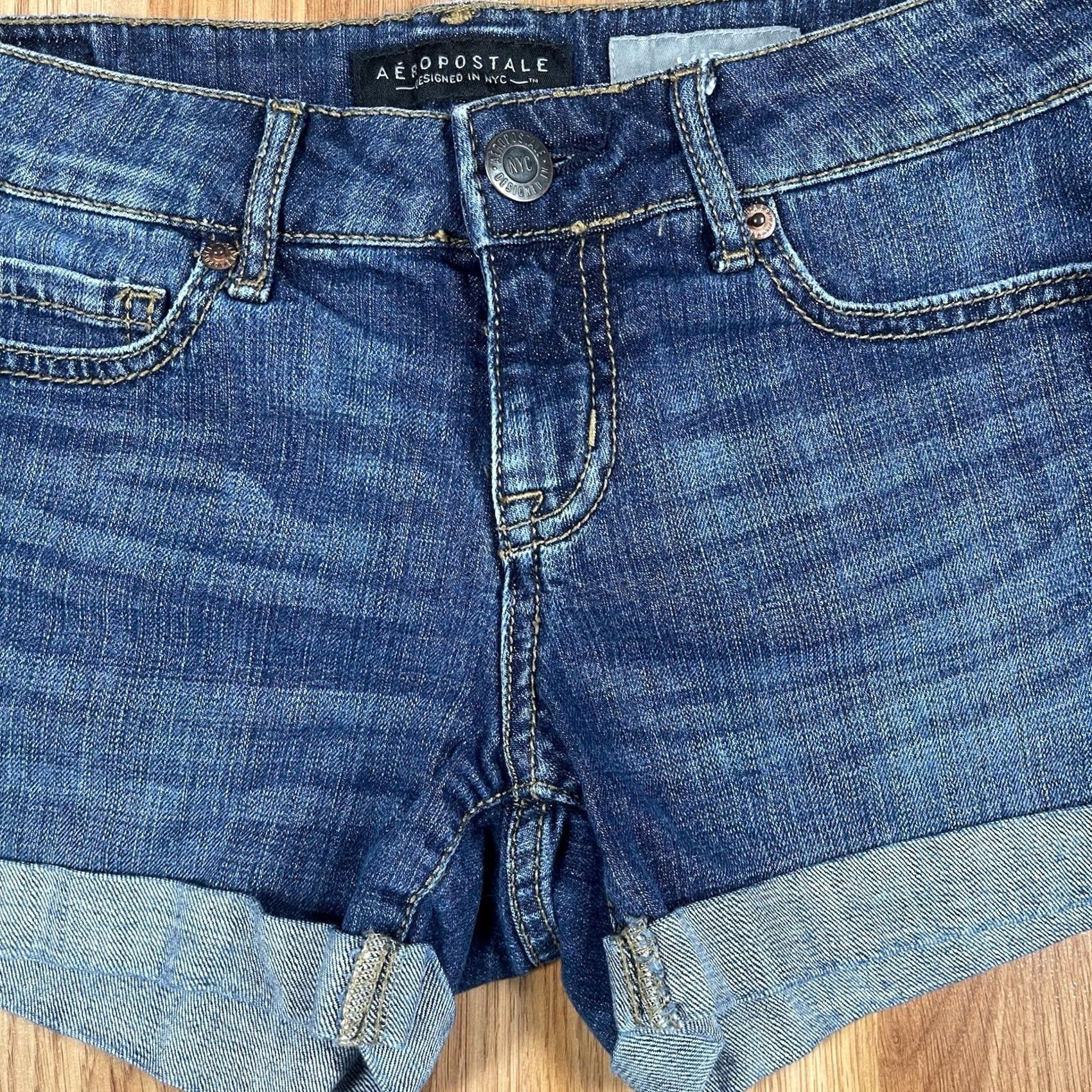 Aeropostale Aeropostale Shorts Denim Jeans Womens 0 Blue Flat Front Stretch Pockets Midi Size 25" / US 0 / IT 36 - 2 Thumbnail