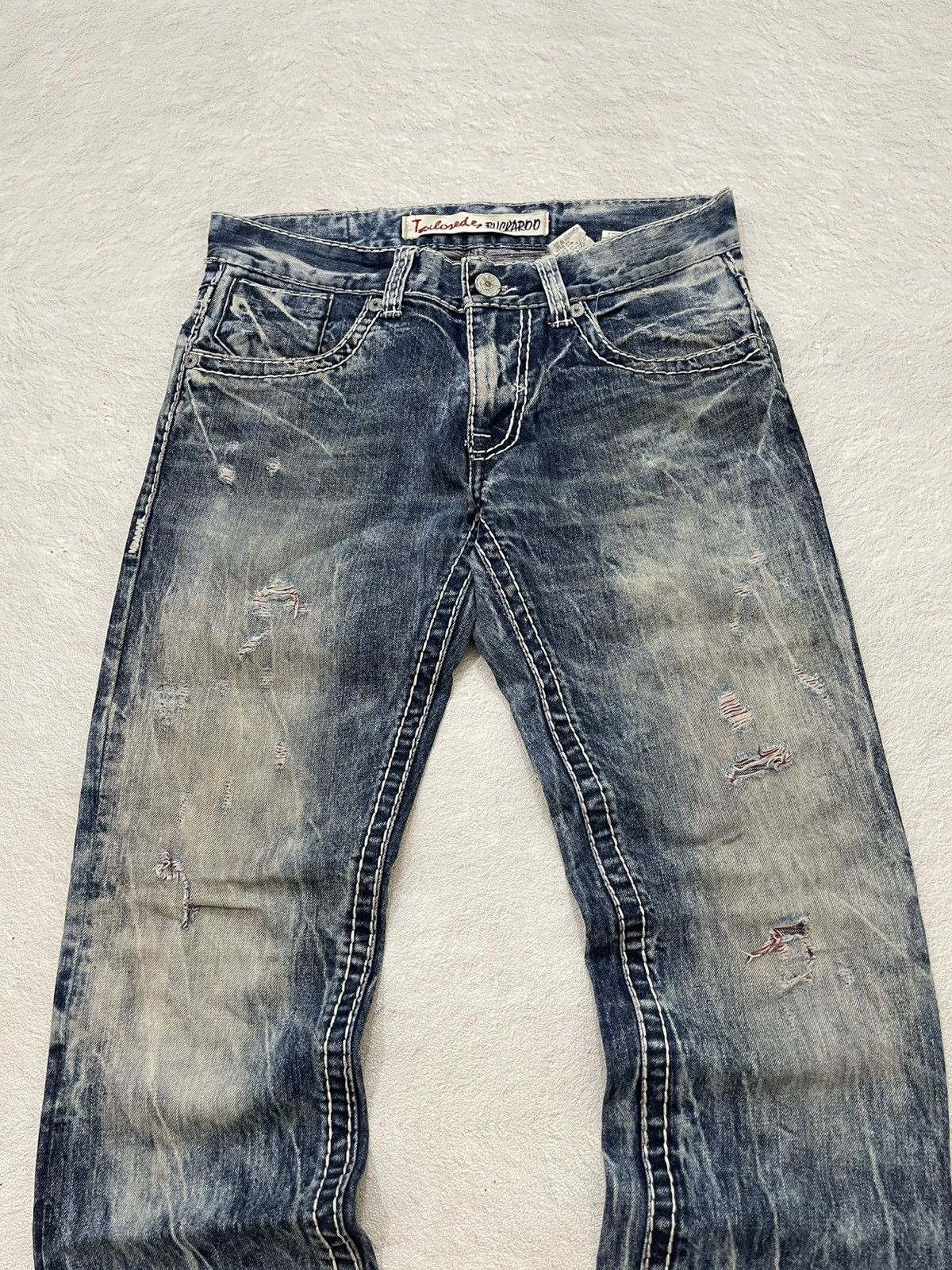 Japanese Brand 2000s Buckaro Heavy Distressed Denim Acid Wash Y2K Japan LGB Size US 34 / EU 50 - 2 Thumbnail