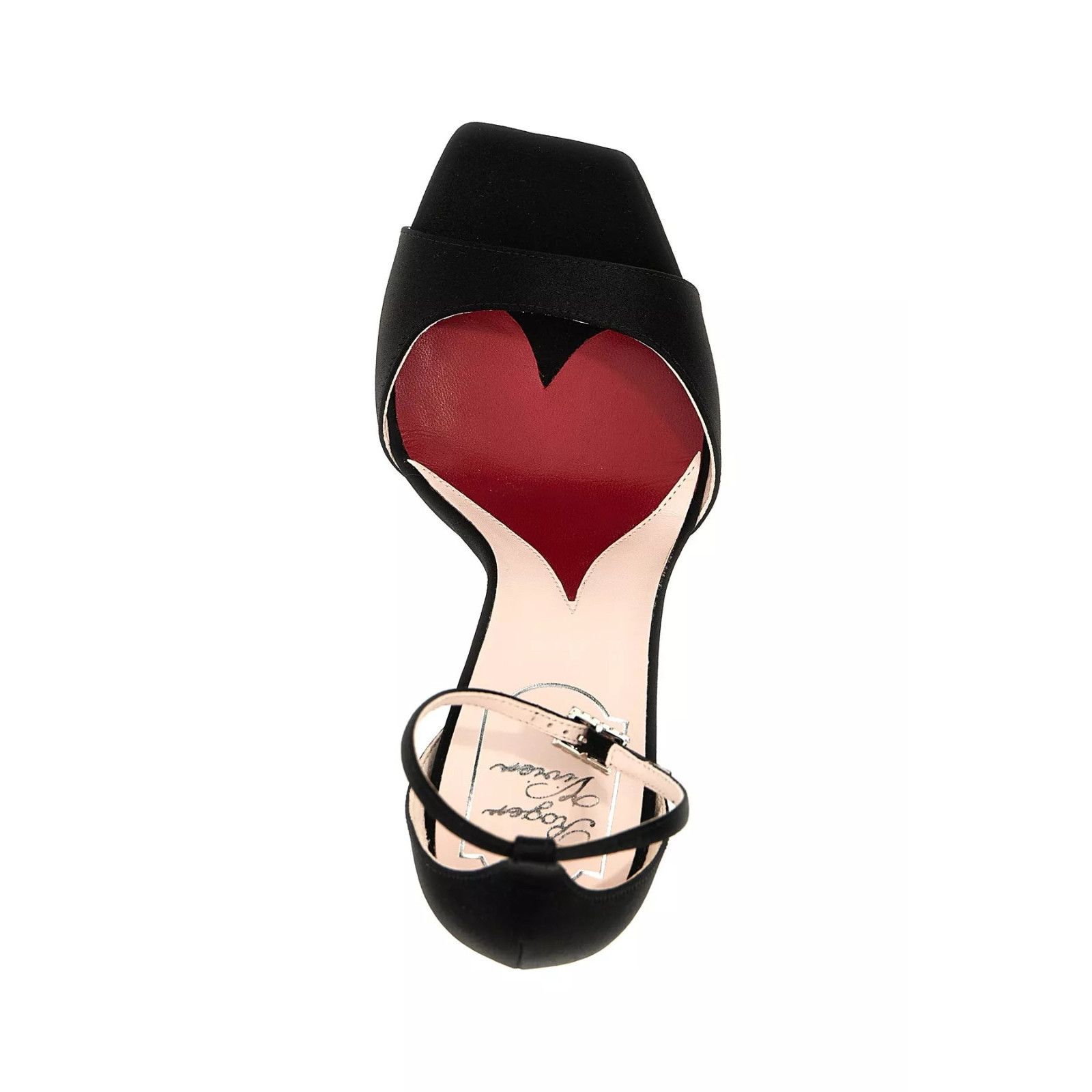 ROGER VIVIER Marlene Black Satin 100mm Heeled Sandal Pumps N