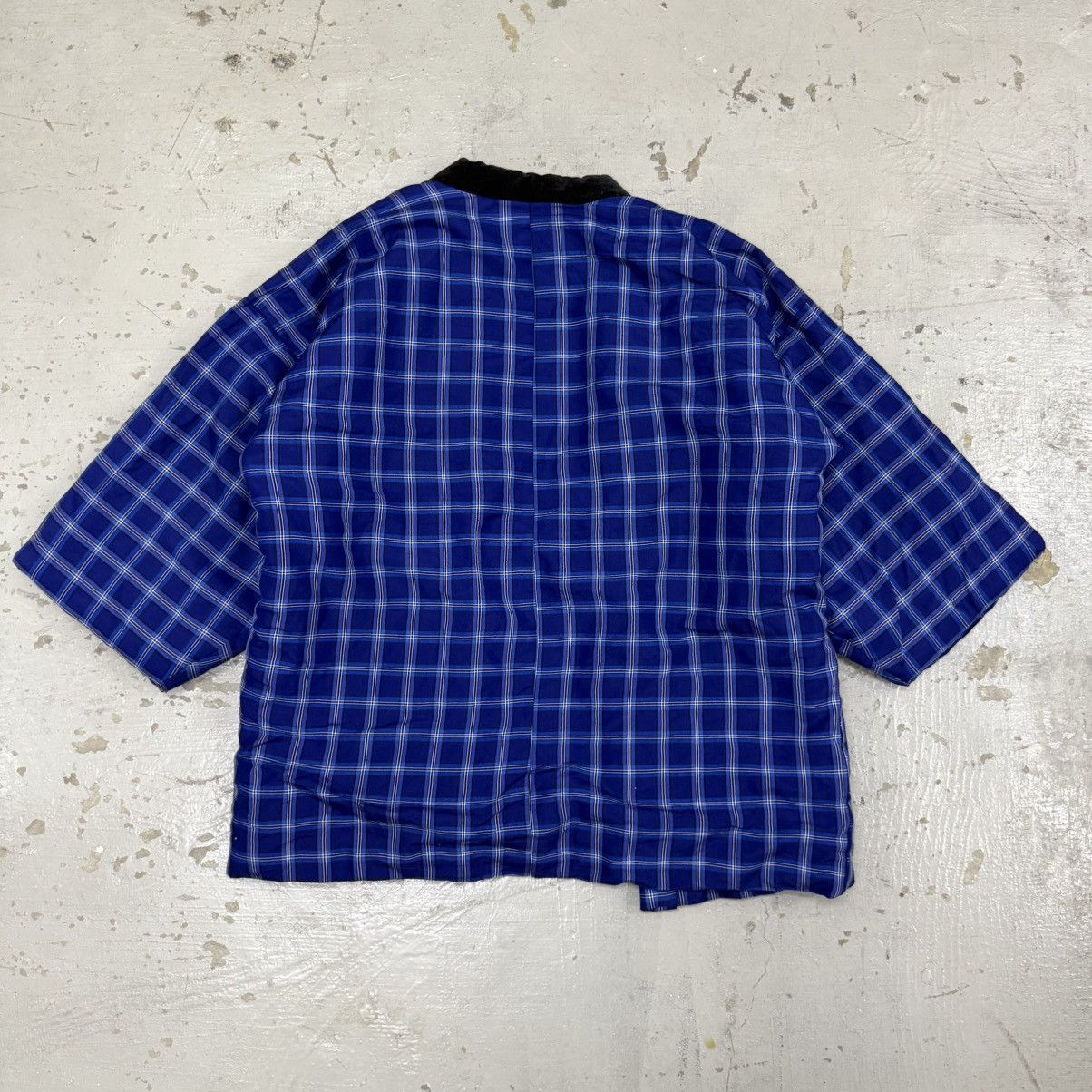 Japanese Brand Vintage Traditional Japanese Hanten Blue Plaid Jacket Kimono Size US L / EU 52-54 / 3 - 7 Thumbnail