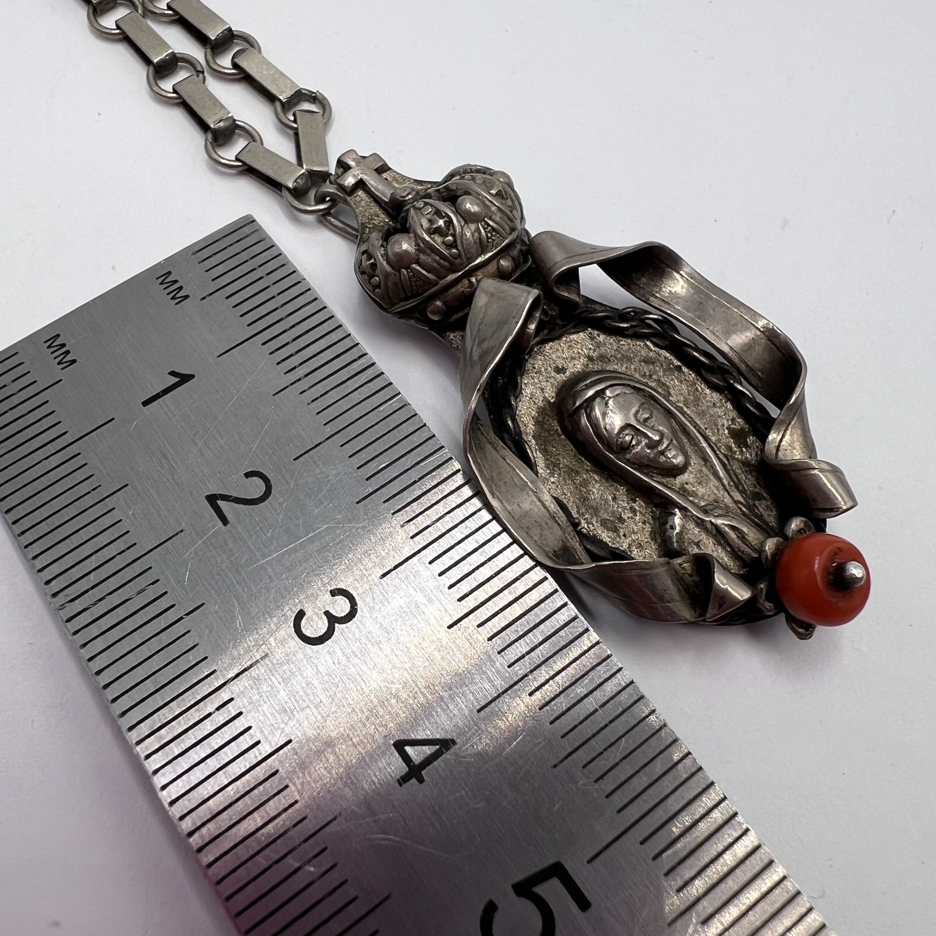 Vintage Vintage Italian Silver Madonna Pendant Icon Necklace Size ONE SIZE - 3 Thumbnail