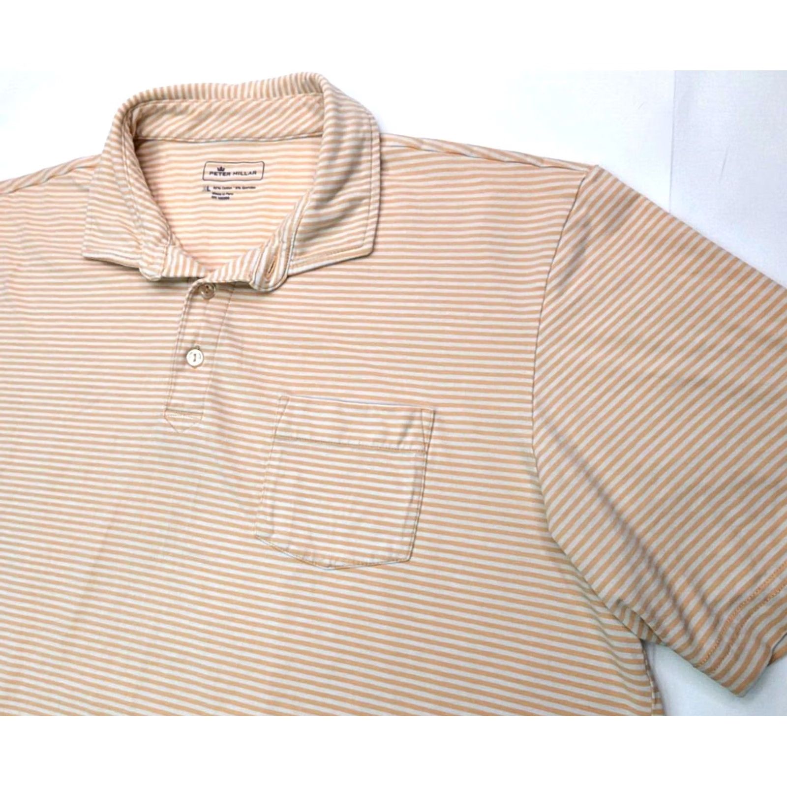 Peter Millar Peter Millar Golf Polo Shirt Men L Orange White Striped Performance Stretch Shirt Size US L / EU 52-54 / 3 - 2 Thumbnail