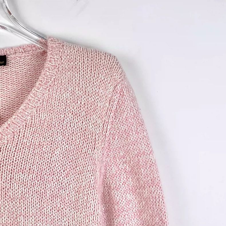 Loro Piana LORO PIANA Pink cotton long sleeve knitted sweater with V Size M / US 6-8 / IT 42-44 - 3 Thumbnail