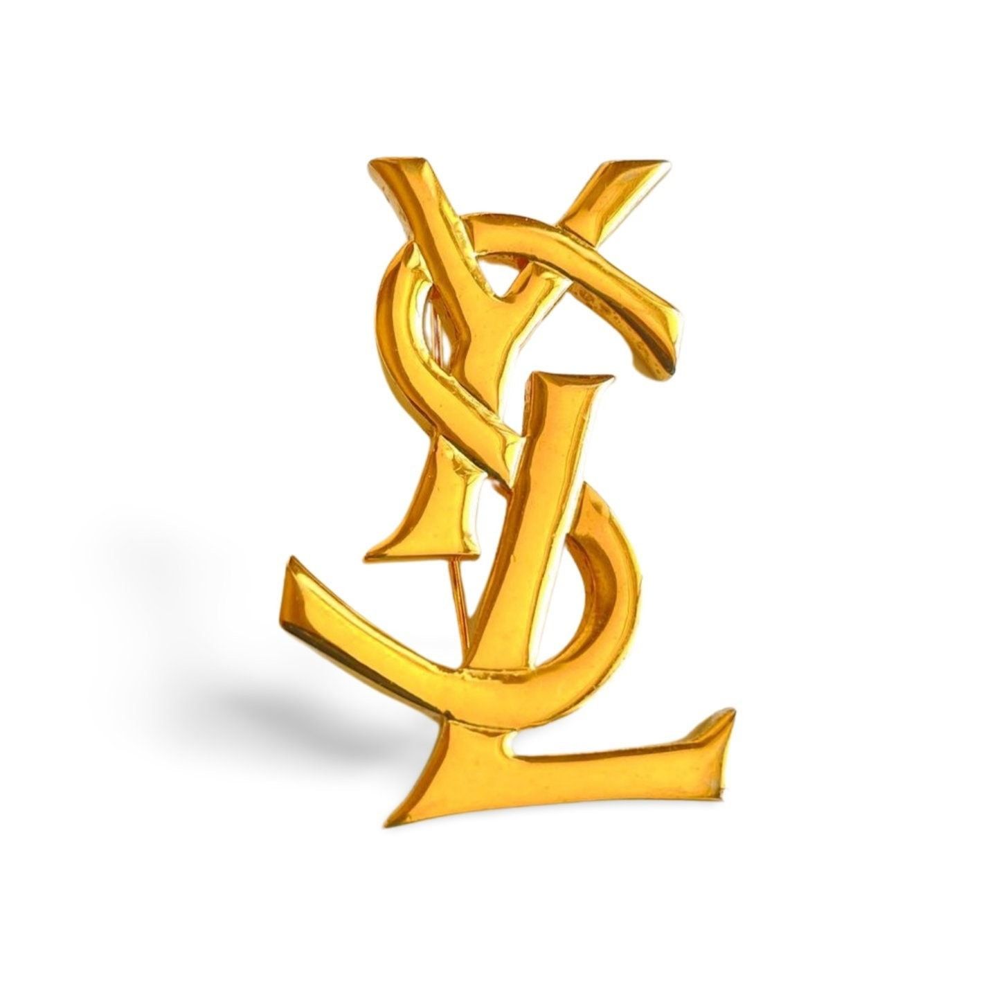 Yves Saint Laurent Vintage Yves Saint Laurent golden YSL logo brooch. Size ONE SIZE - 2 Thumbnail