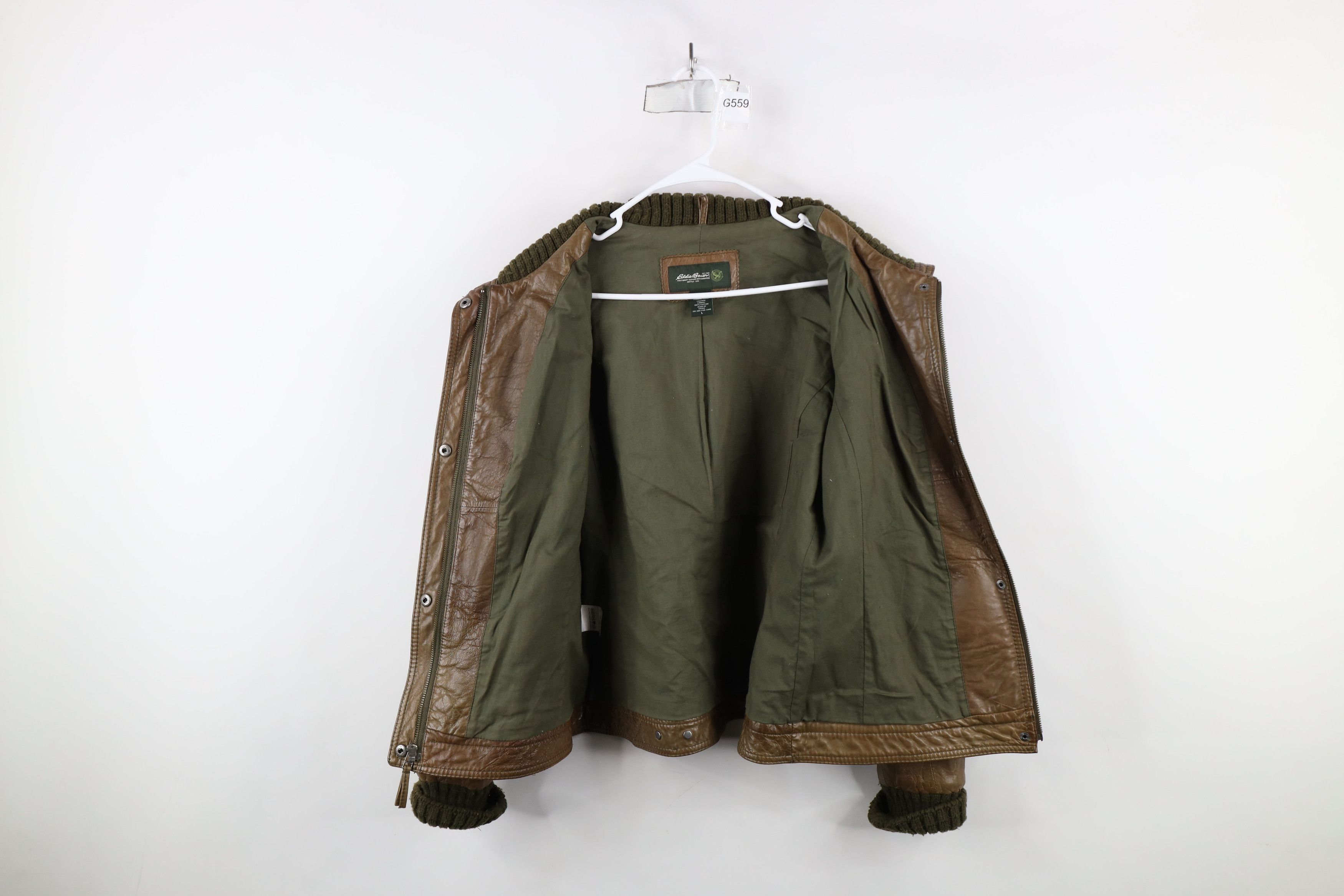Eddie Bauer × Vintage Vintage Eddie Bauer Soft Lamb Leather Bomber Jacket Green Size L / US 10 / IT 46 - 11 Thumbnail