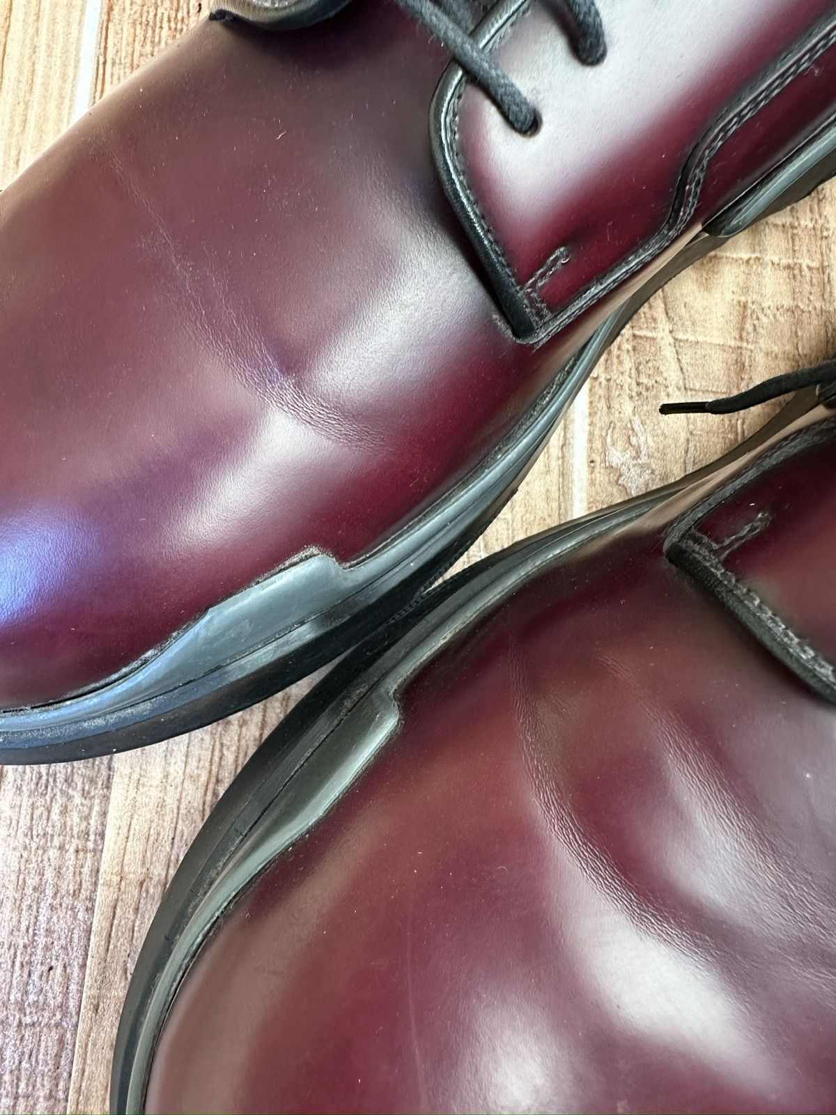 Prada AW15 Runway 2EG129 Show Wave Burgundy Derby Shoes Size US 10 / EU 43 - 6 Thumbnail