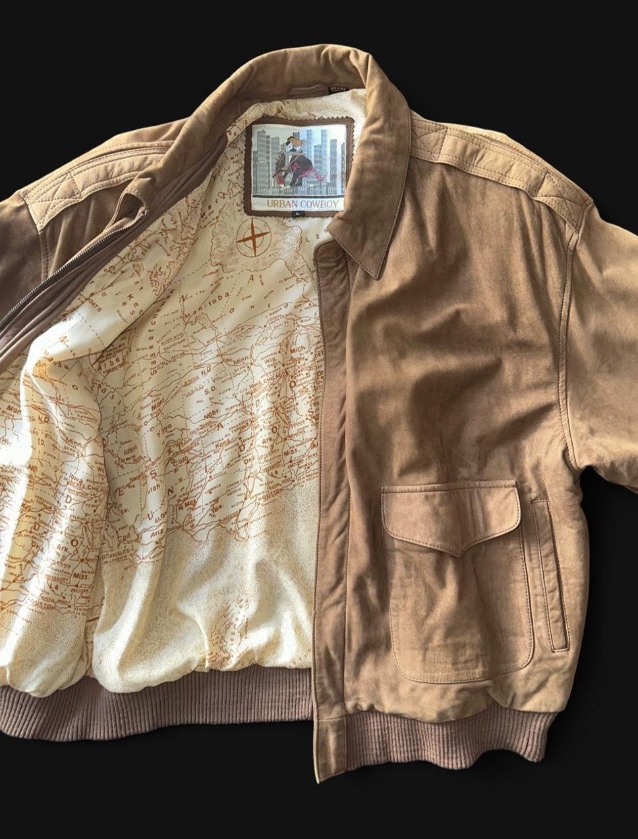 Other Urban Cowboy Vintage Brown Leather Bomber Jacket Size US L / EU 52-54 / 3 - 1 Thumbnail