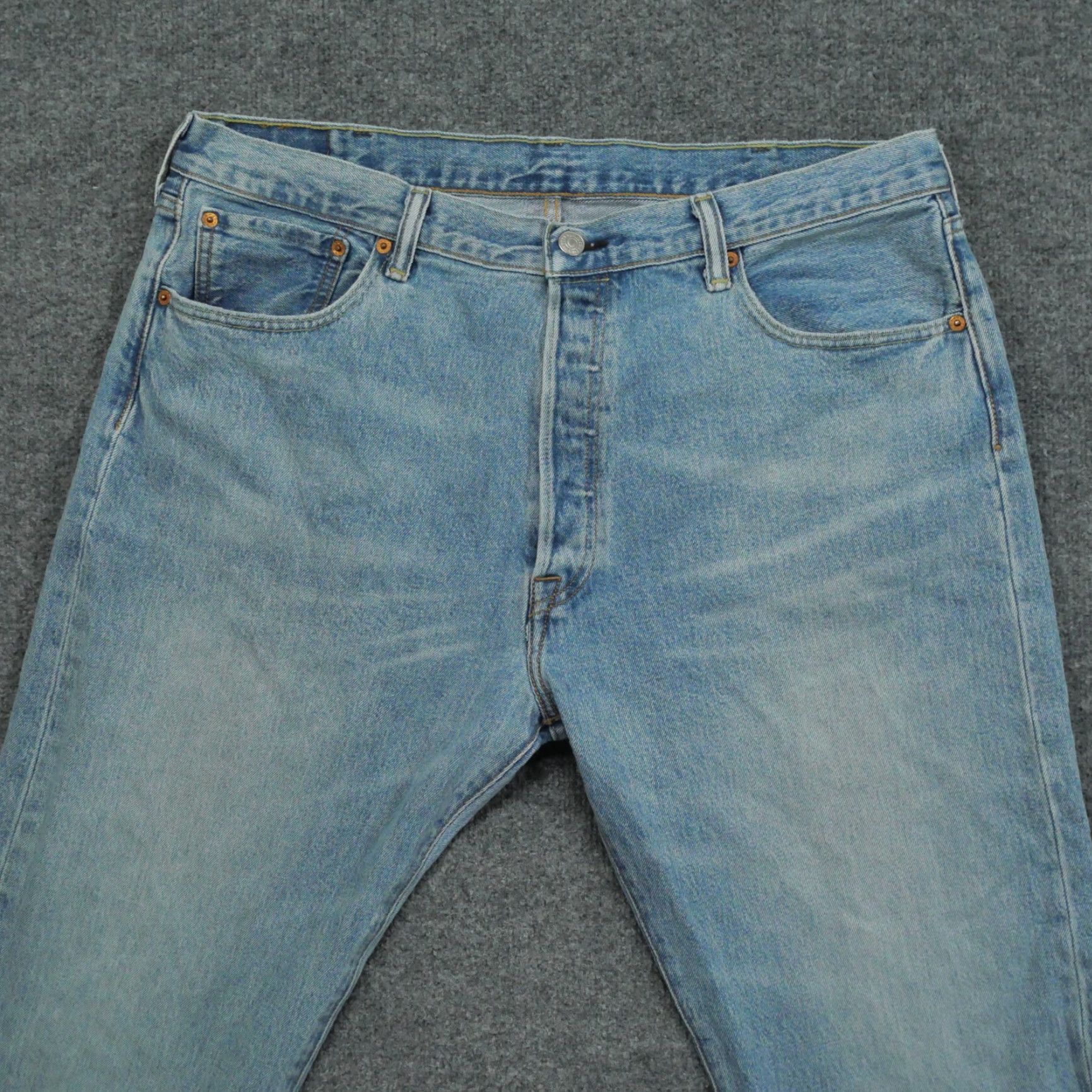 Levi's VINTAGE Levi's 501 Jeans Mens 38x32 Blue Button Fly Distressed Grunge Straight Jeans Pants 90s Mens Size US 38 / EU 54 - 2 Thumbnail