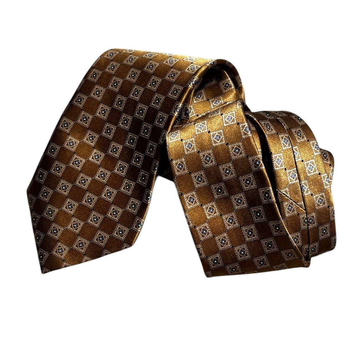 Joseph & Feiss Joseph & Feiss Gold Geo Pattern 100% Silk Men's Tie Size ONE SIZE - 1 Thumbnail