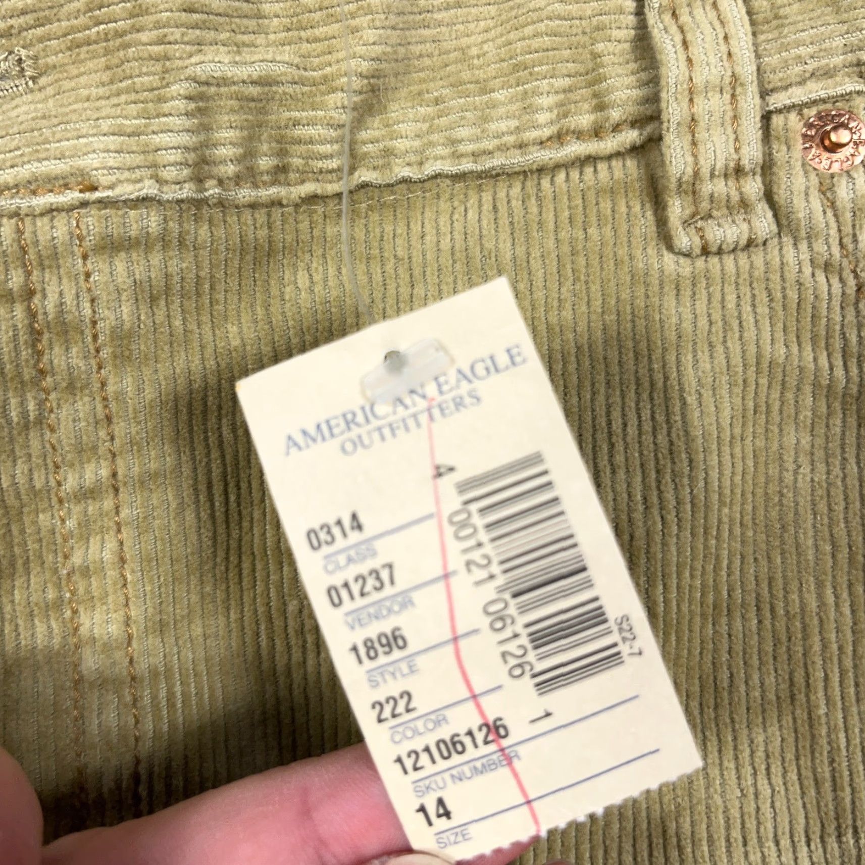 American Eagle Outfitters VINTAGE American Eagle Outfitters Skirt 14 Tan Khaki Corduroy Stretch Double Slit Mini Beige 90s Womens Size 36" / US 14 / IT 50 - 5 Thumbnail