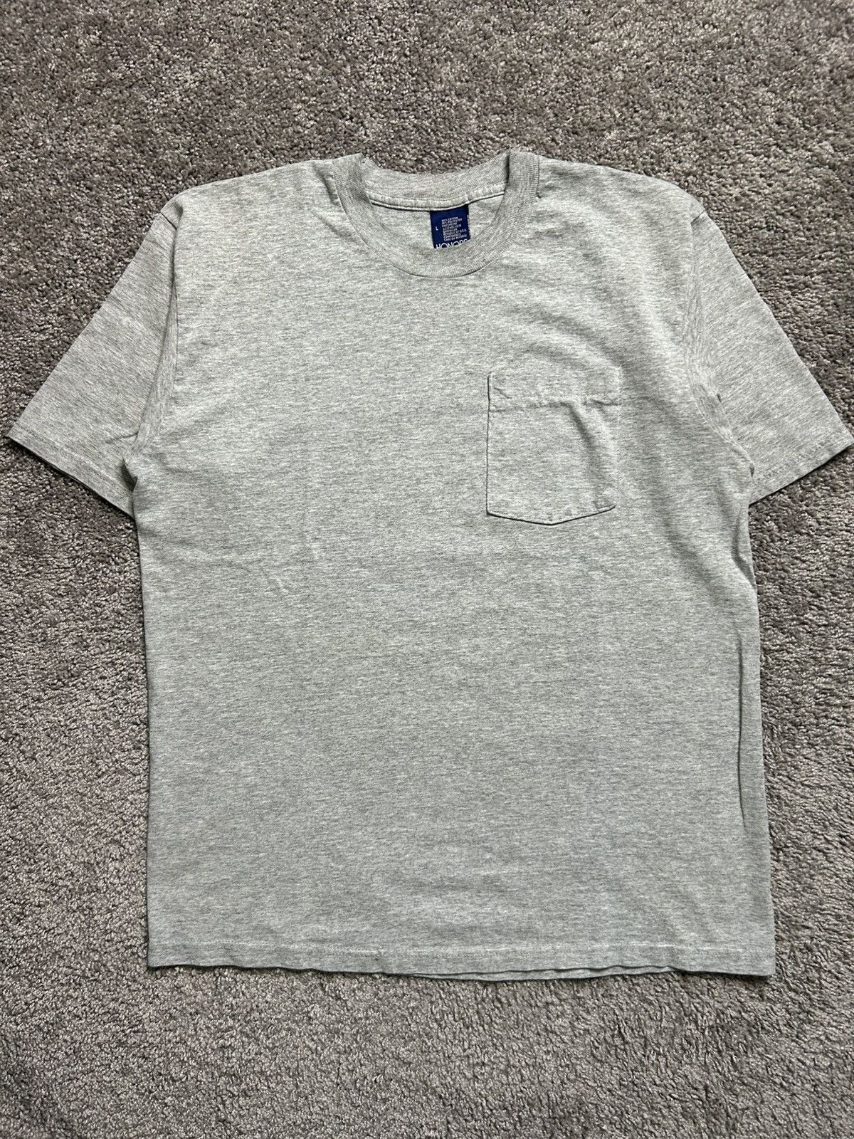 Vintage Vintage 90s Honors Blank Selvedge Pocket Tee Size US L / EU 52-54 / 3 - 1 Thumbnail