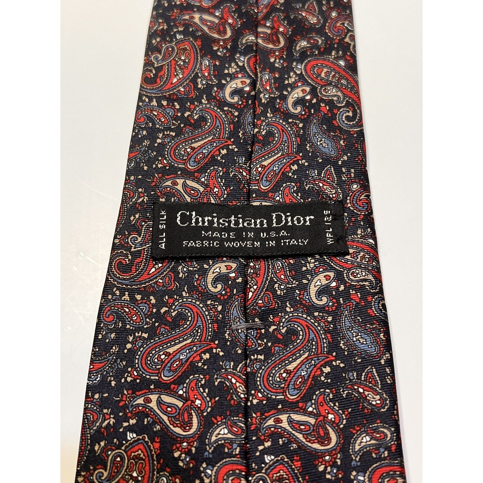 Dior Vintage Christian Dior Necktie Mens Blue Burgundy Silk Size ONE SIZE - 7 Thumbnail