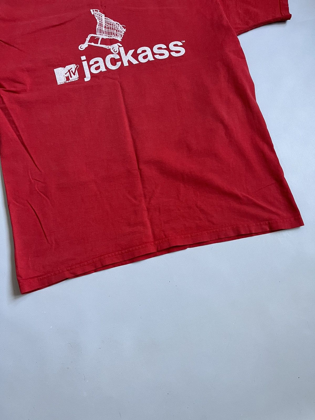 Mtv Vintage 2003 Jackass MTV Fruit Of The Loom Red Faded T-shirt Size US M / EU 48-50 / 2 - 4 Thumbnail