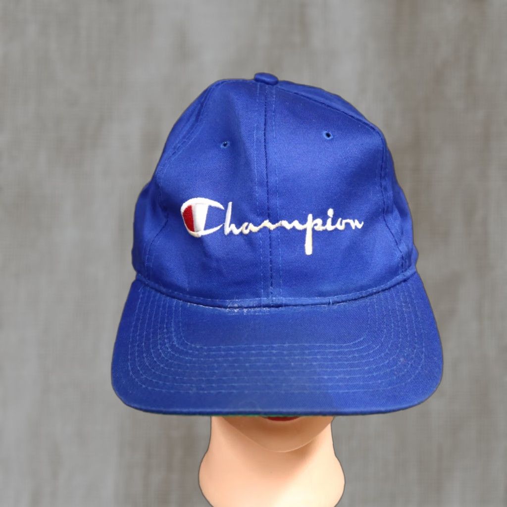 Champion Champion Hat Cap Blue Adult Adjustable Strapback Shirt Hats Adult Blue Champion Casual 90s? Size ONE SIZE - 1 Thumbnail