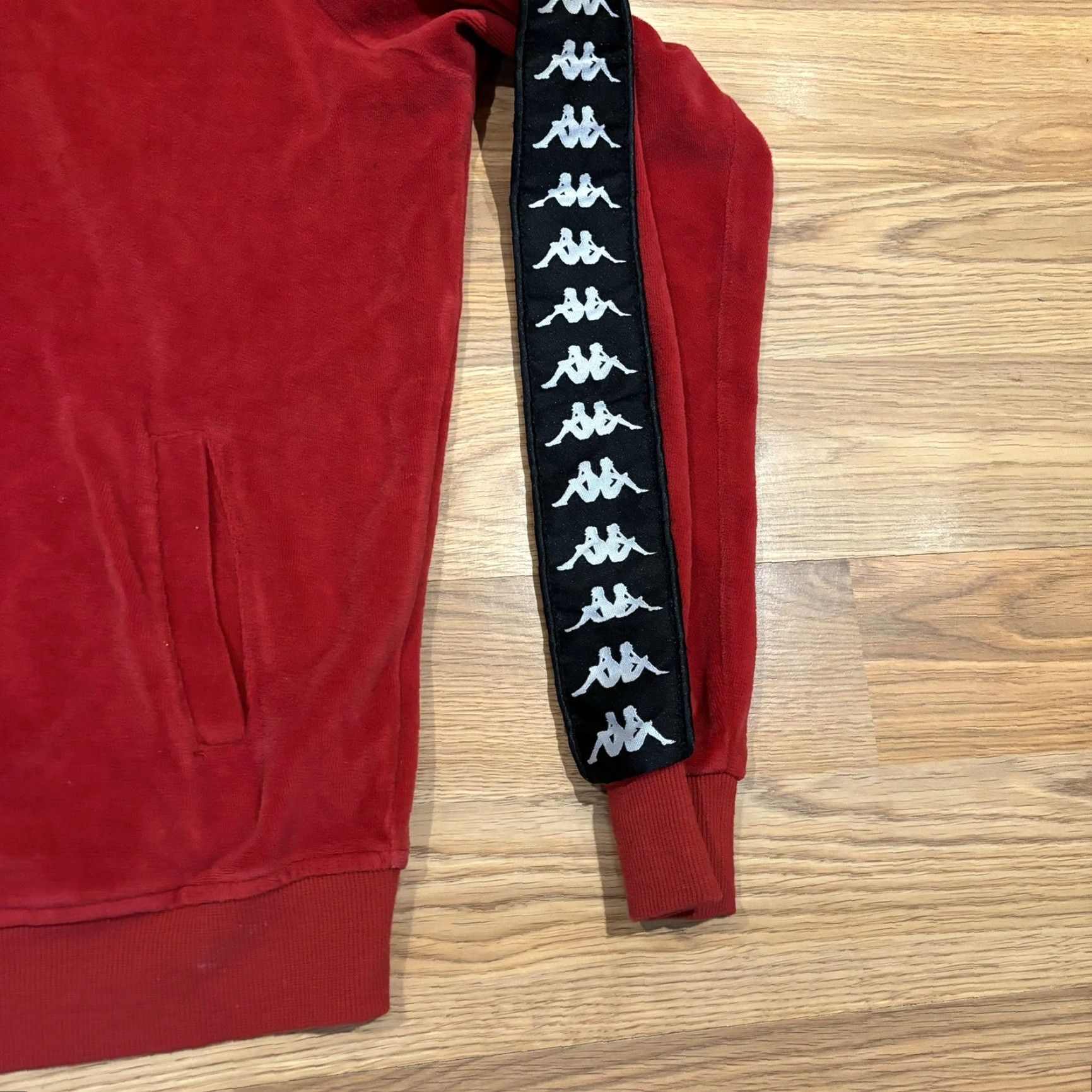 Kappa Kappa Taped Sleeves Red Velour Tracksuit Track Jacket Unisex Size Medium Size M / US 6-8 / IT 42-44 - 4 Thumbnail